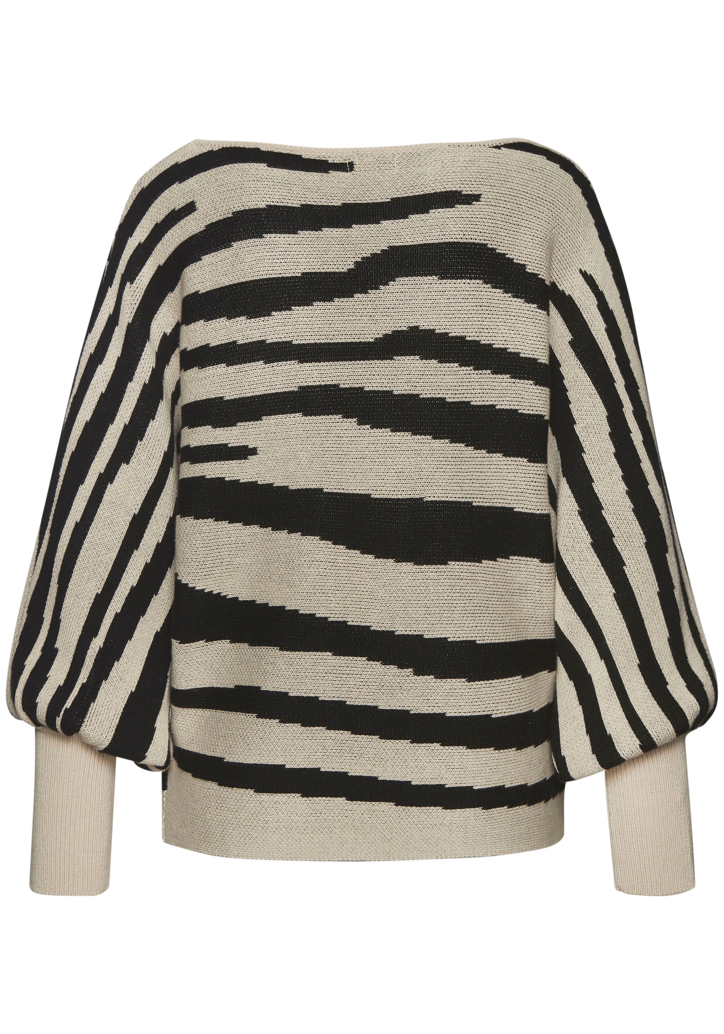 Lascana Gebreide trui met zebrapatroon, jacquard trui, vleermuismouwen, modieus
