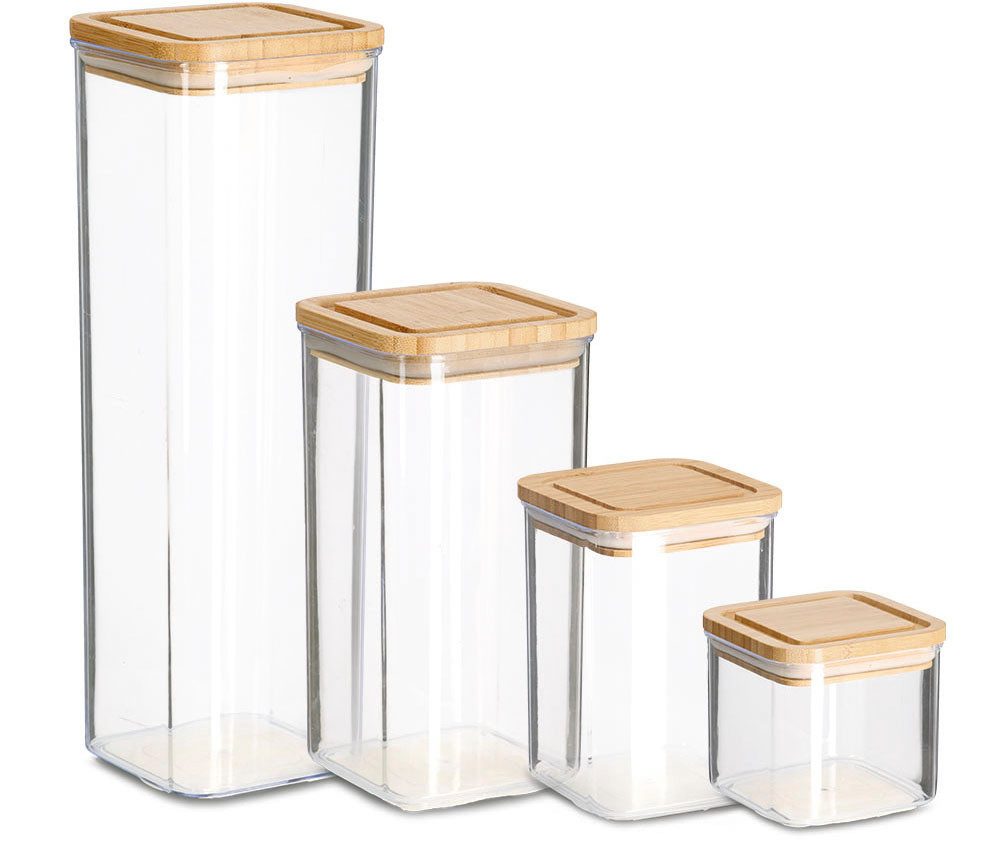 Zeller Present Voorraadbus 4-delig: 1900 ml, 1200 ml, 800 ml en 500 ml (set, 4-delig) voedsel bewaardozen wit