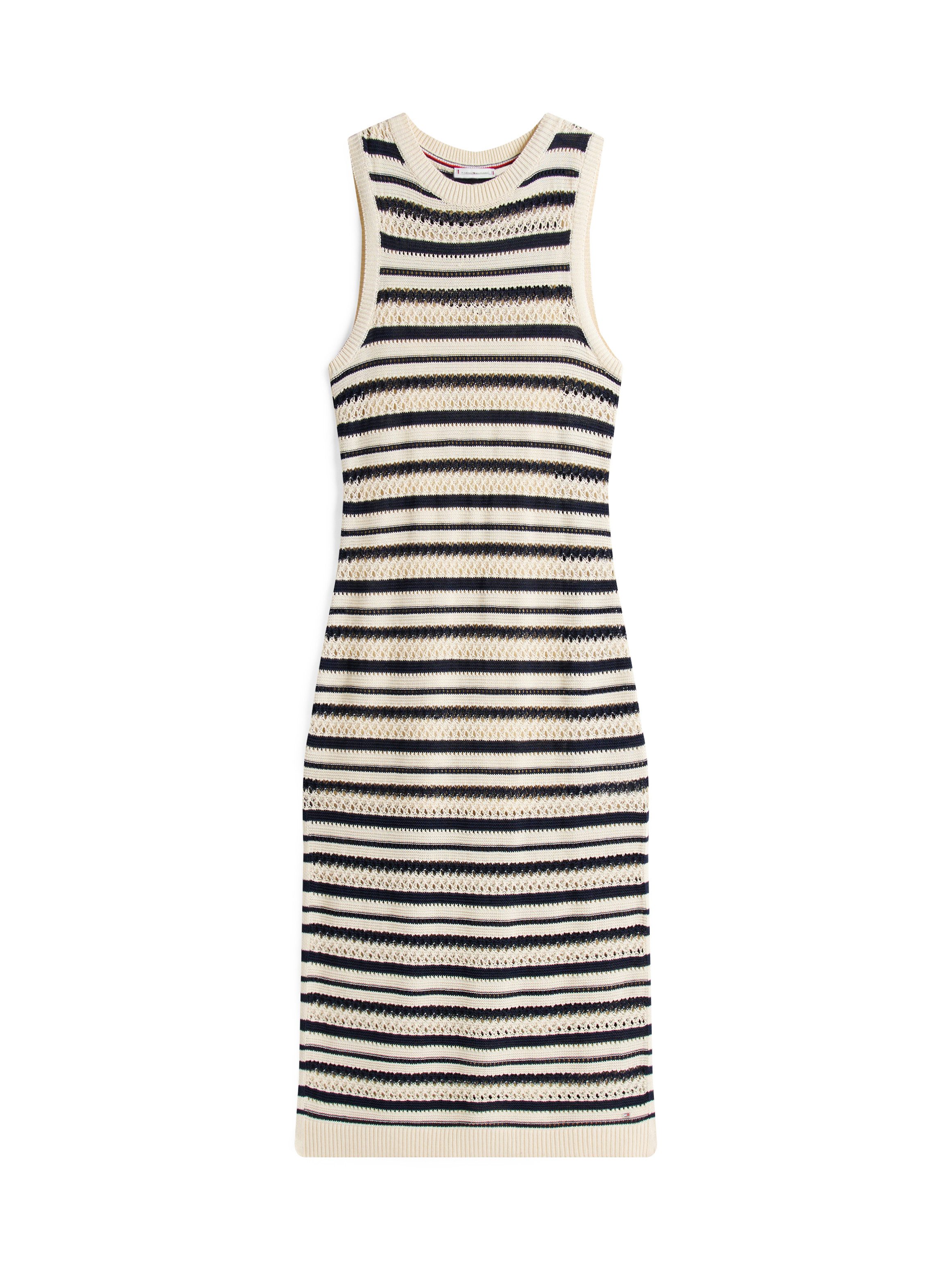 Tommy Hilfiger Sweatjurk CROCHET C-NK SL MIDI SWT DRESS