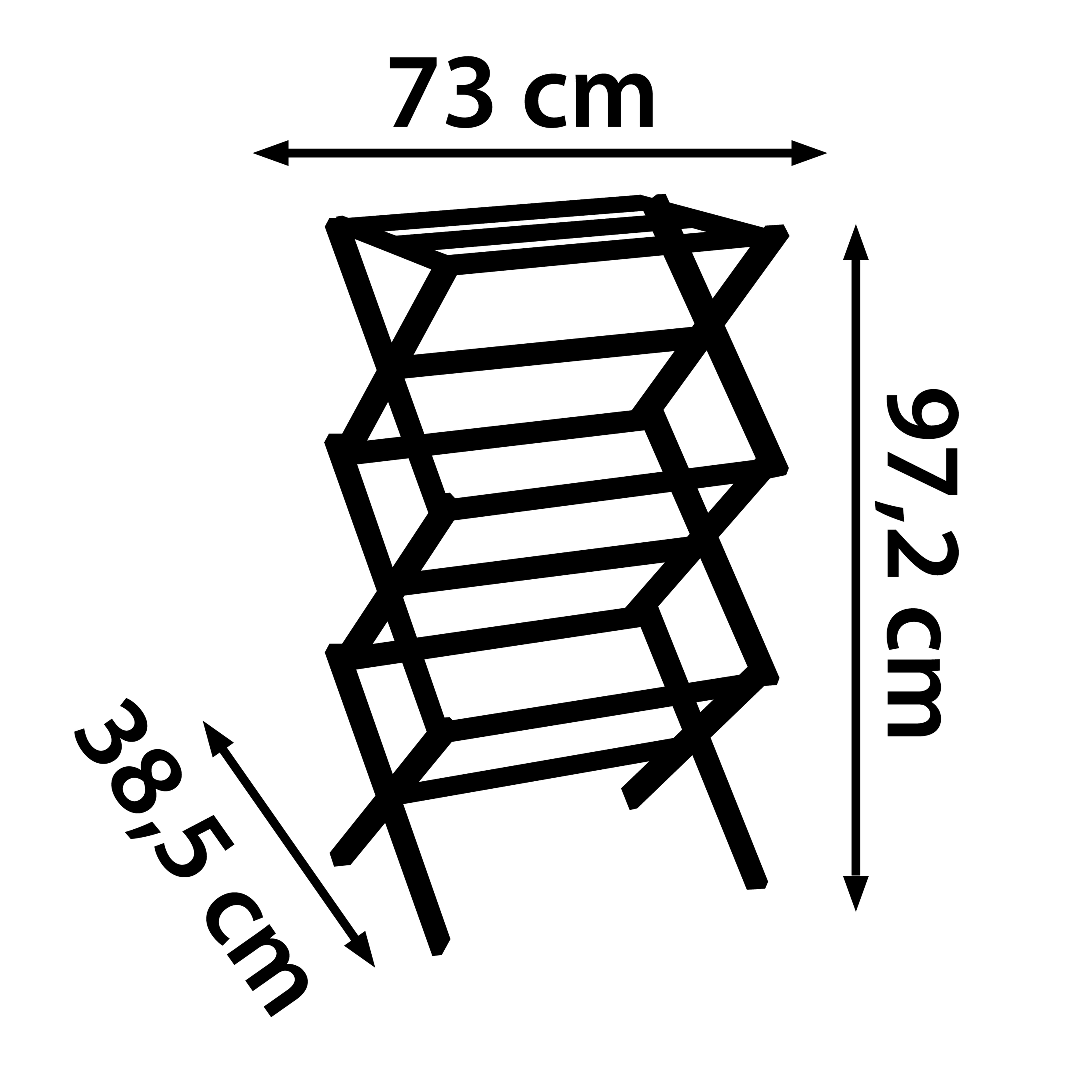 Bischof Wasrek Vouwtoren Essenhout/metaal, 5 kg. Belastbaarheid, ruimtebesparend op te bergen (1-delig)