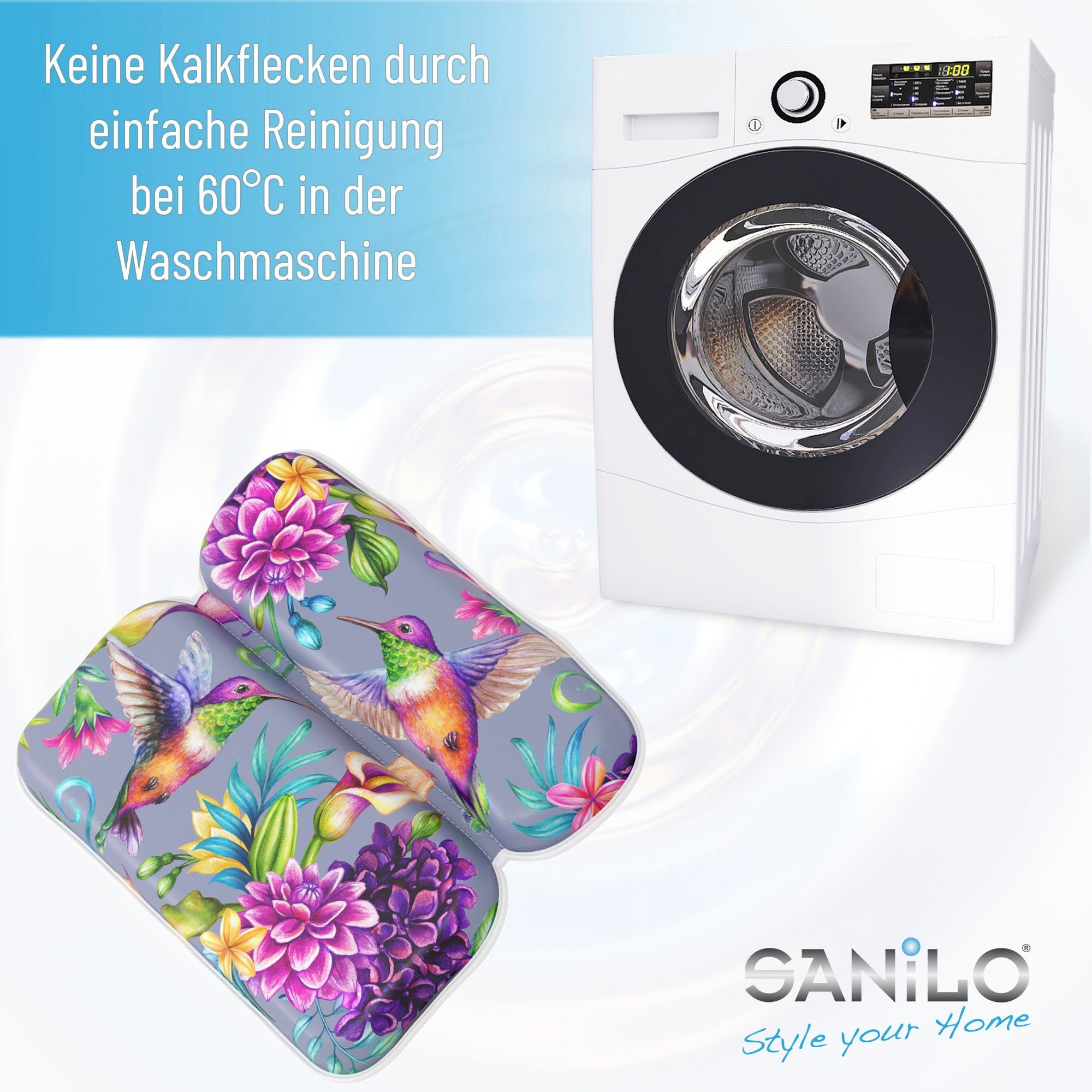 Sanilo Nekkussen Badkussen Kolibrie comfortabel, antislip, volle kleuren, met 7 prima zuignappen