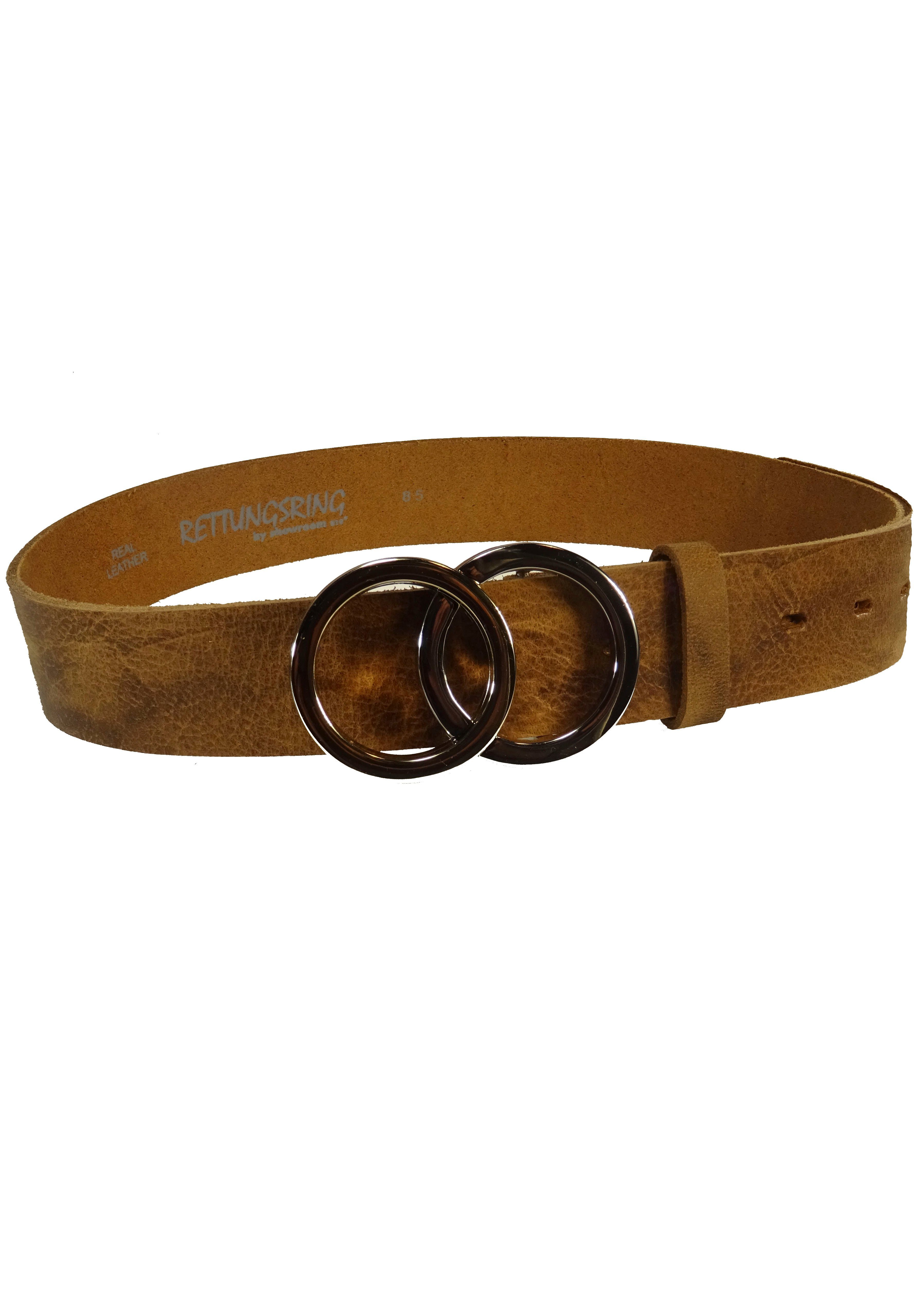 RETTUNGSRING by showroom 019° Leren riem met verwisselbare sluiting "2 cirkels zilverkleur/goudkleur"