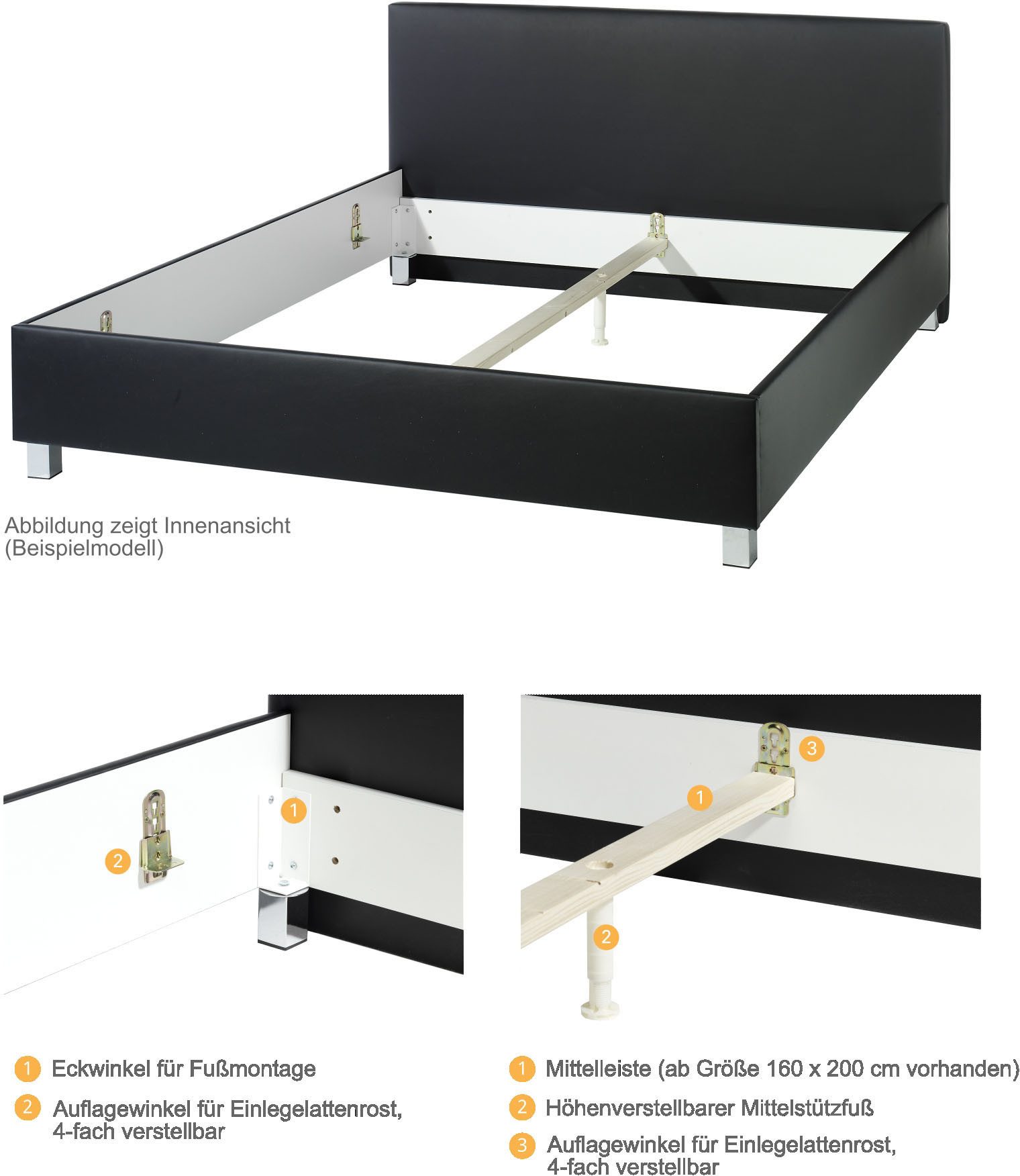 Maintal Gestoffeerd bed Zijkanten van het bed zelf te monteren, zonder bedkist