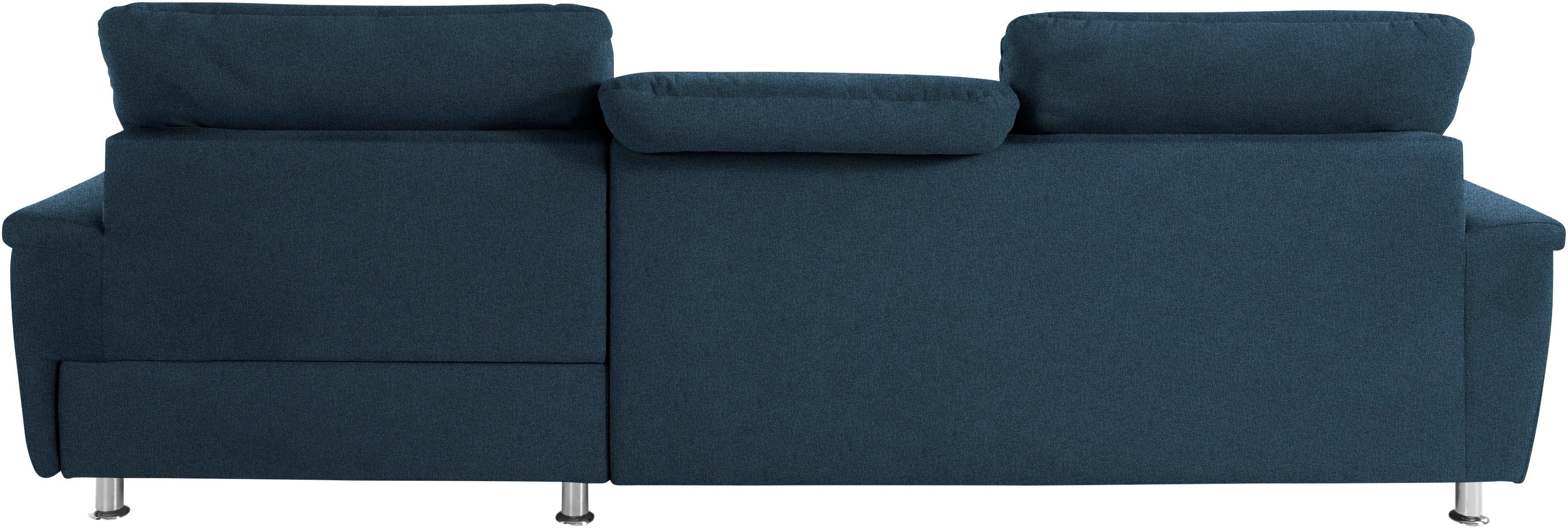 DOMO collection Hoekbank Franzi, zeitlos und elegant, moderne Sitzheftung, L-Form naar keuze met verstelbare hoofdsteun (dan diepte: 170 cm)