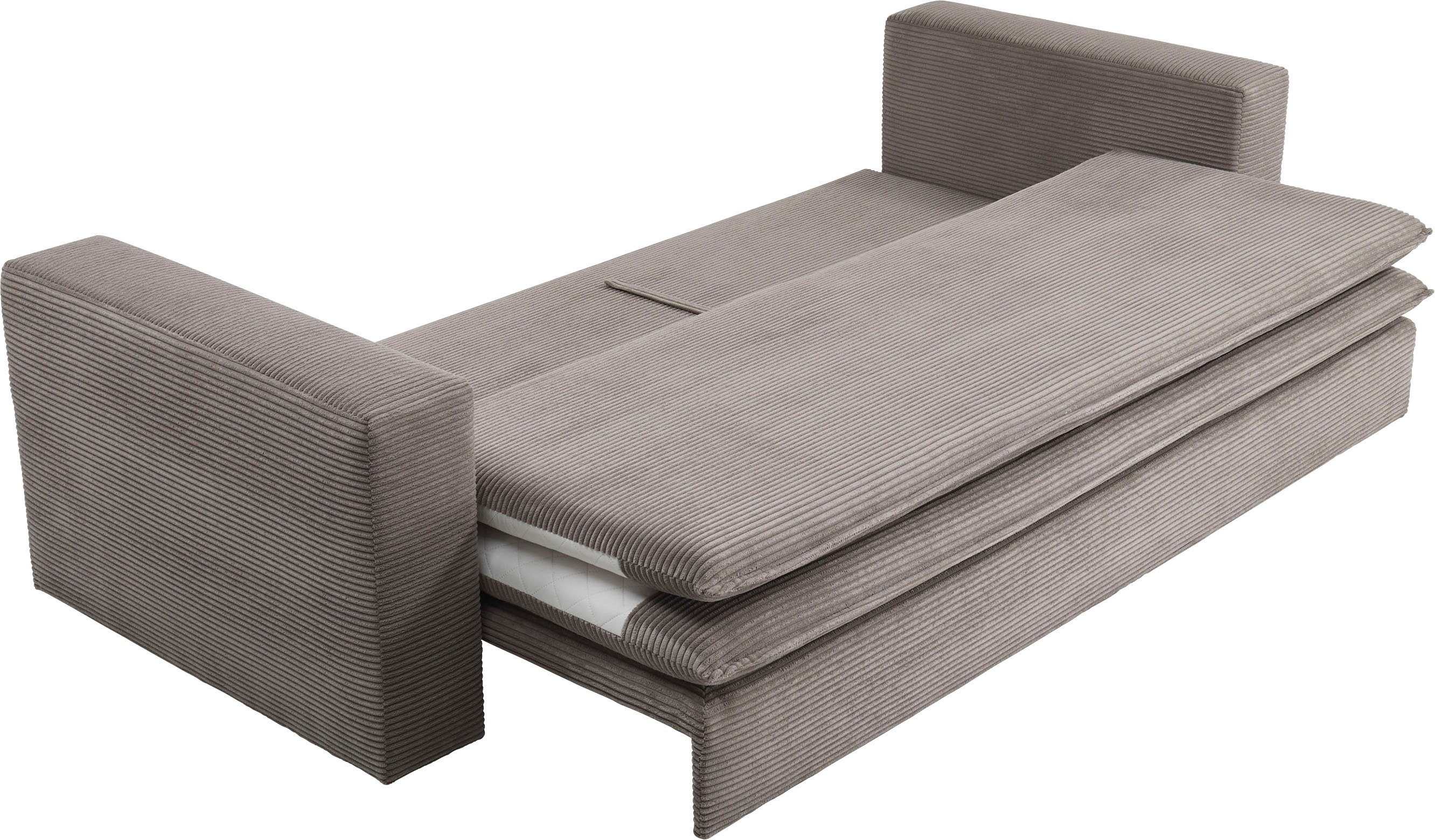 Places of Style 3-zitsbank PIAGGE Cord-bekleding - met slaapfunctie en bedkist, met praktische topmatras