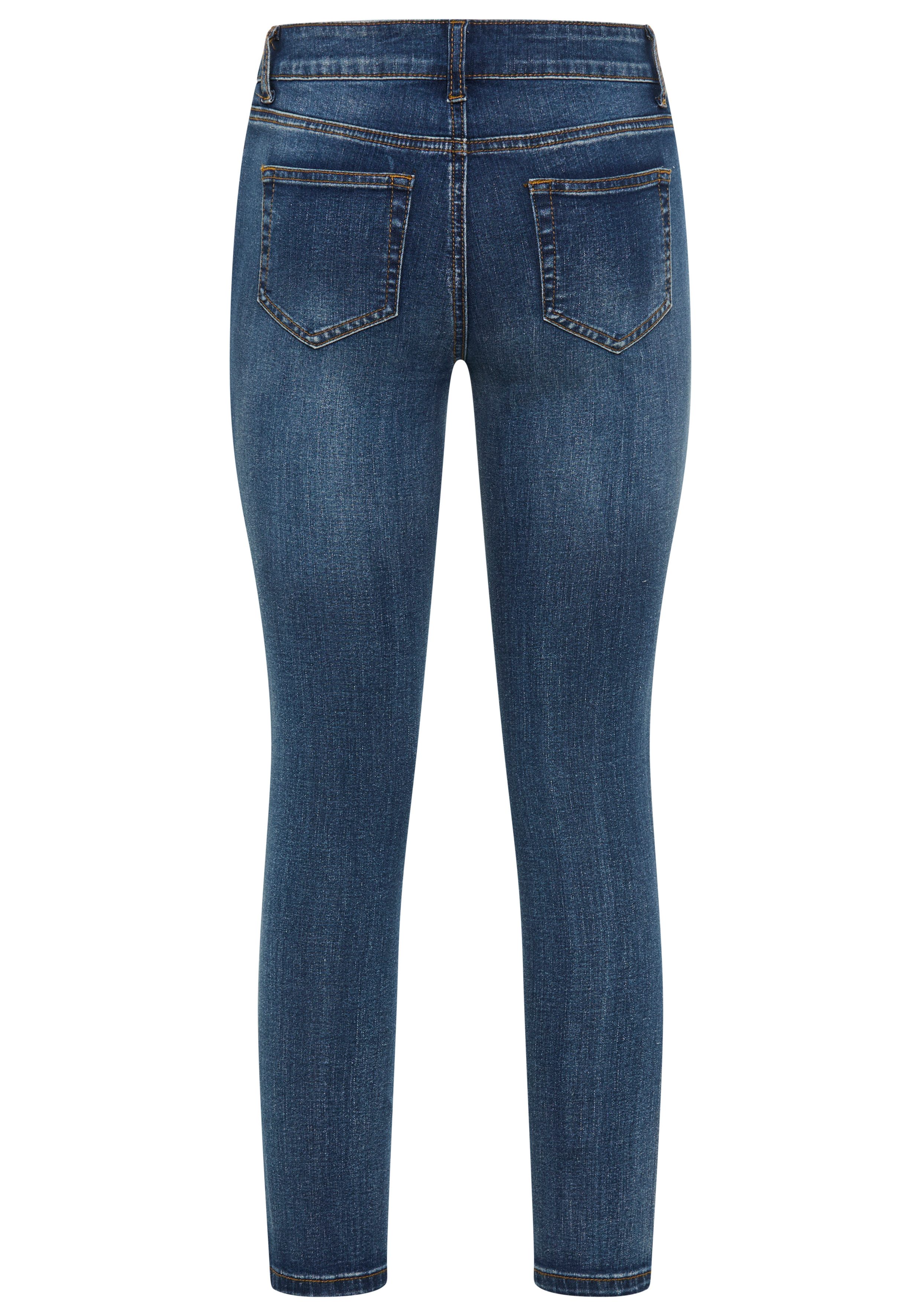 Arizona 7/8 jeans Met geren extra-strakke snit, used-look-wassing, lage taille