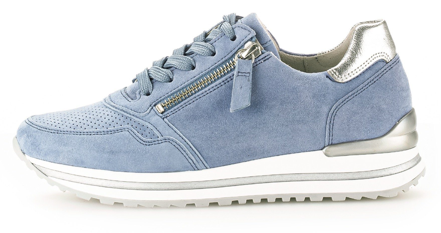 Gabor Sneakers met sleehak Turijn met perforatiepatroon, breedte h, vrijetijdsschoen, lage schoen, veterschoen