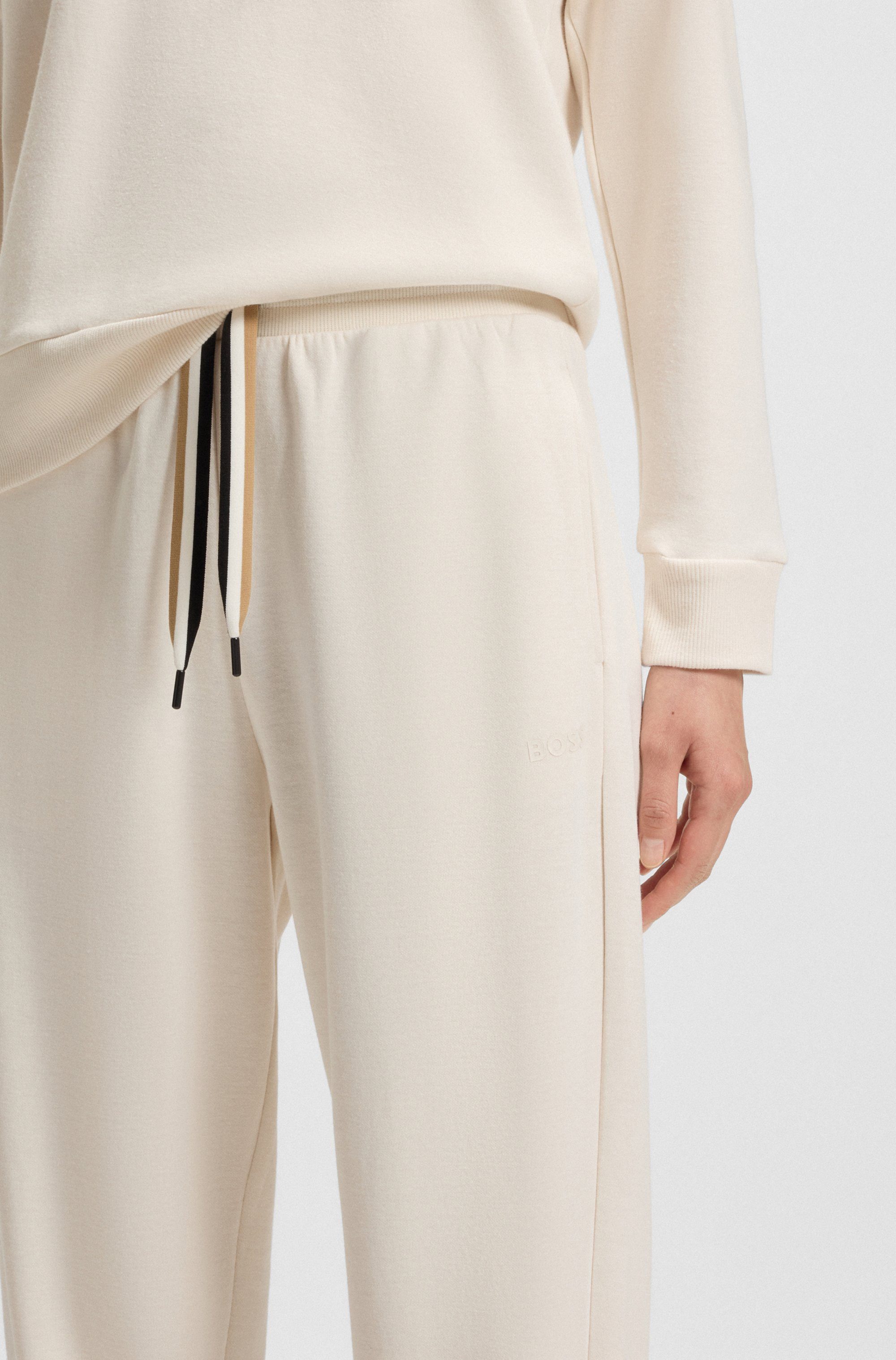 BOSS Relaxbroek CP Stripe_Pants Cuff met contrastkleurige koord
