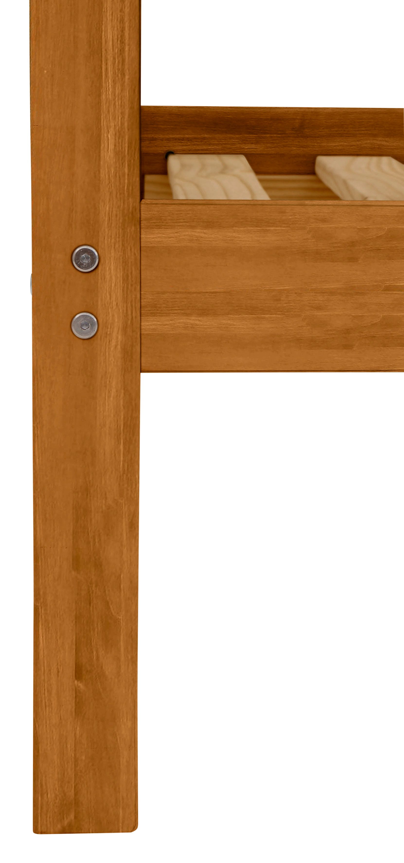 Lüttenhütt Stapelbed Alpi, draagvermogen 250 KG! Grenenhout, stapelbed, inclusief lattenbodem, ligoppervlak 90x200 cm