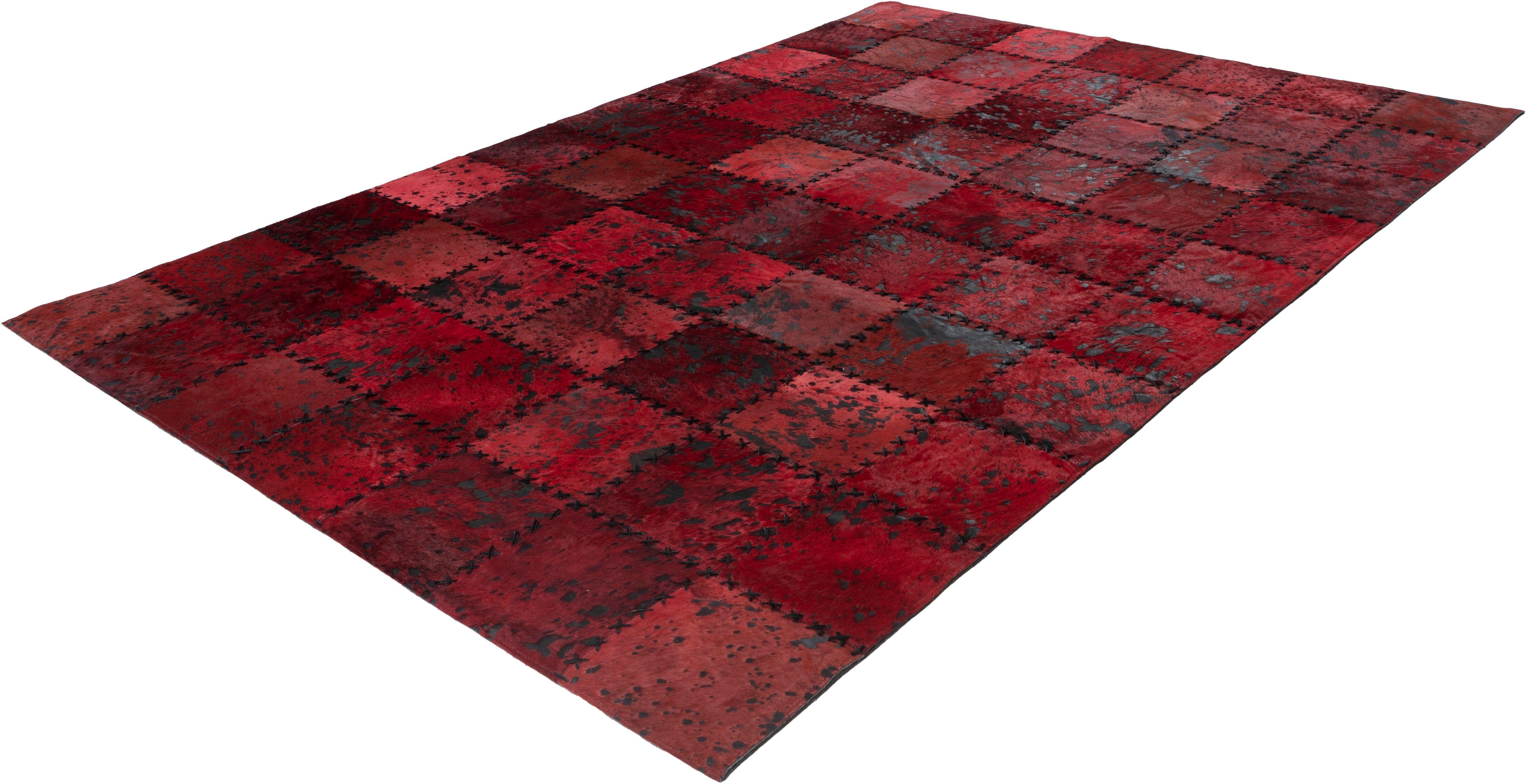 calo-deluxe Vachtvloerkleed Rankel 205 leren tapijt kleurige patchwork unieke stukken, echt rundsleder, woonkamer