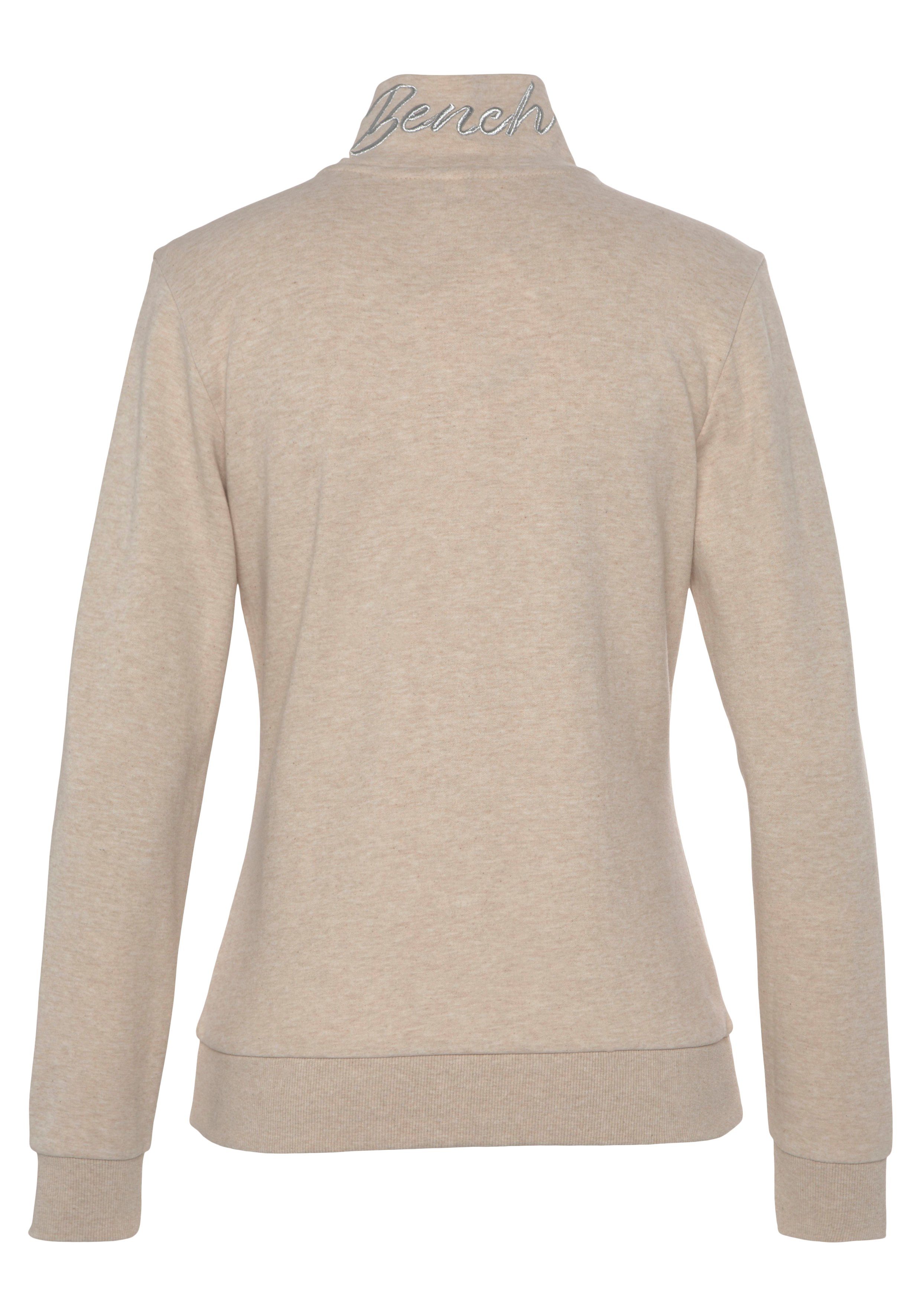 Bench. Loungewear Sweatvest - lounge jas met glanzende logostiksel op de staande kraag, loungewear
