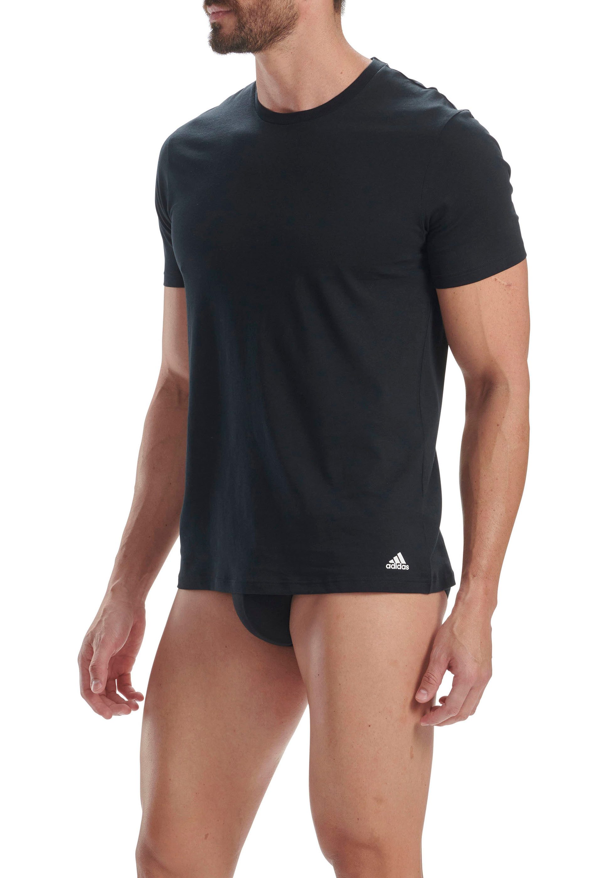 adidas Sportswear T-shirt Active Flex Cotton met ronde hals en slim fit (2-delig, Set van 2)