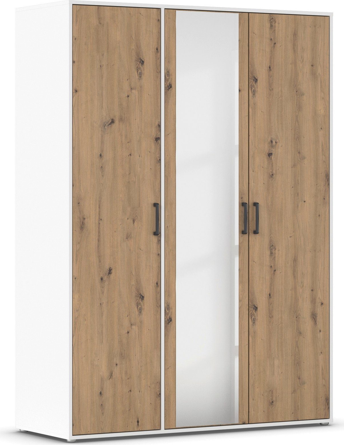 rauch Draaideurkast Voyager met moderne grepen in grijs-metallic en spiegel kledingkasten maat 140 cm x 194 cm x 53 cm bruin