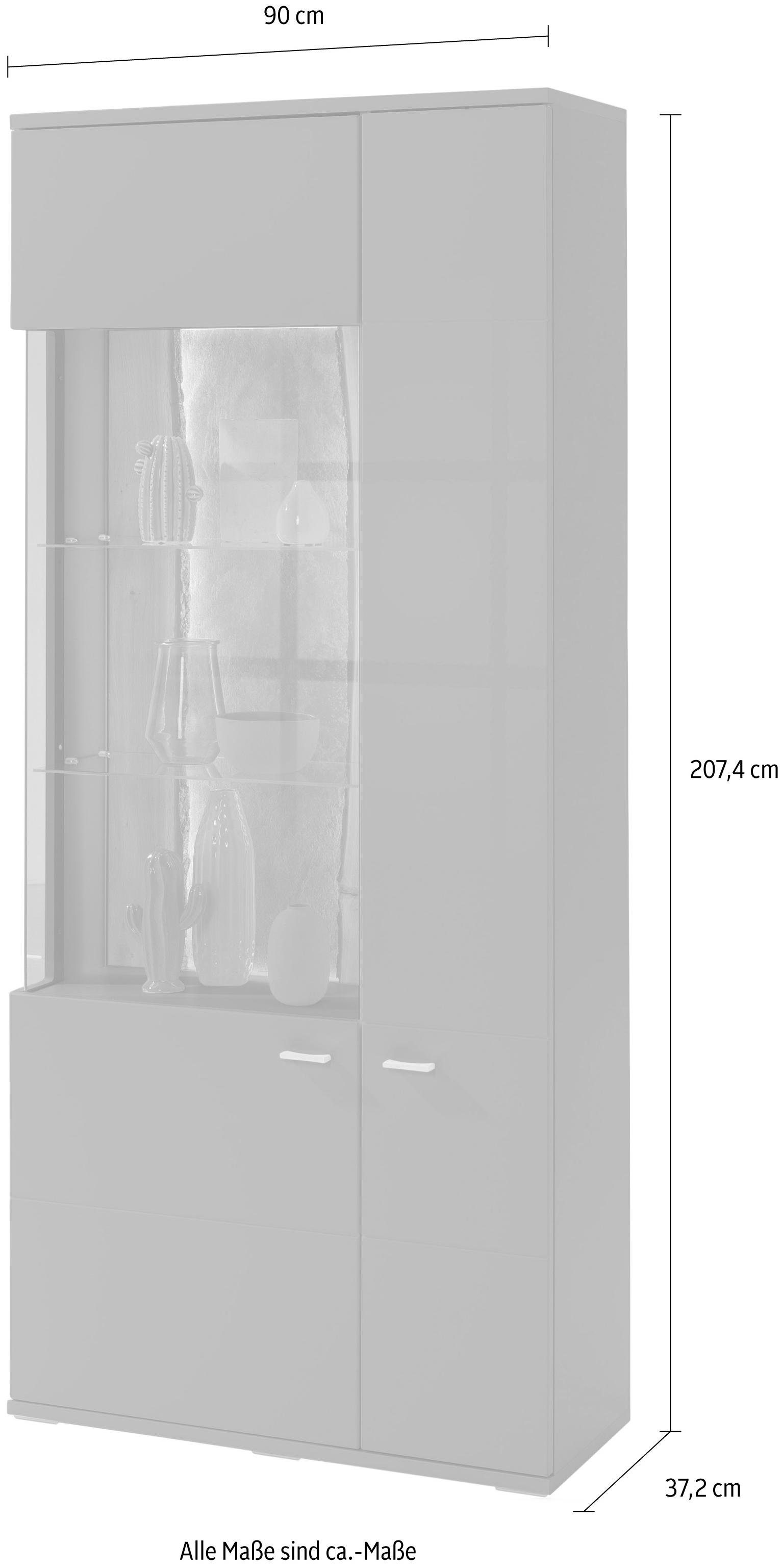 set one by Musterring Vitrinekast Tacoma Type 05/06, hoogte 207,4 cm, met getinte glasdeur