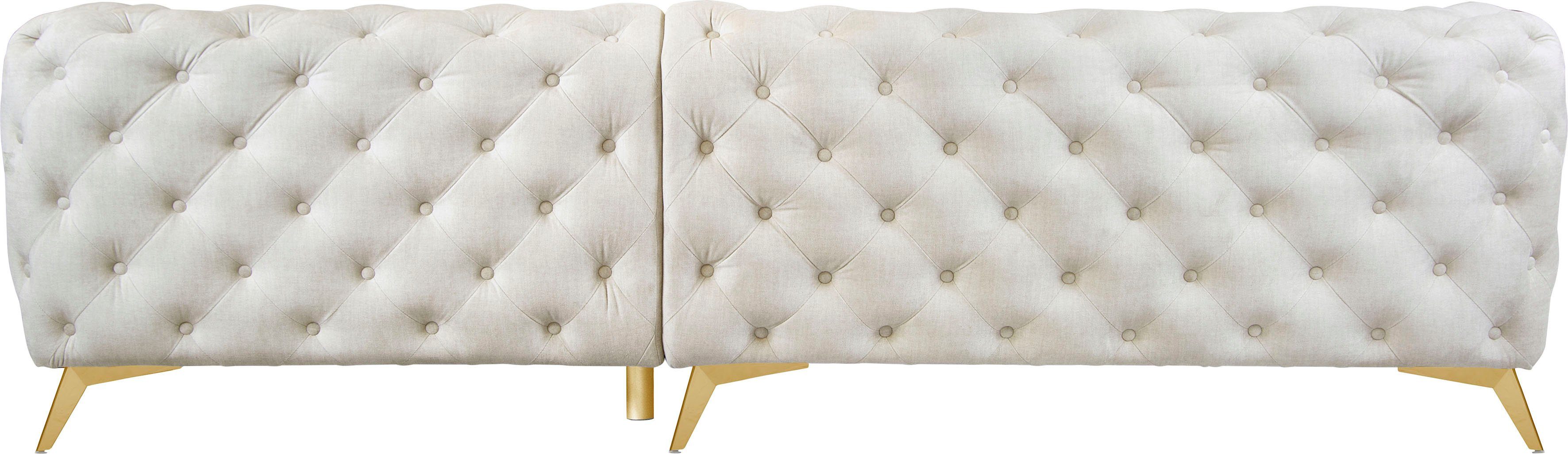 Leonique Chesterfield-bank Glynis L-vorm luxueuze capitonnage, moderne chesterfield look, kleur van de poten ter keuze