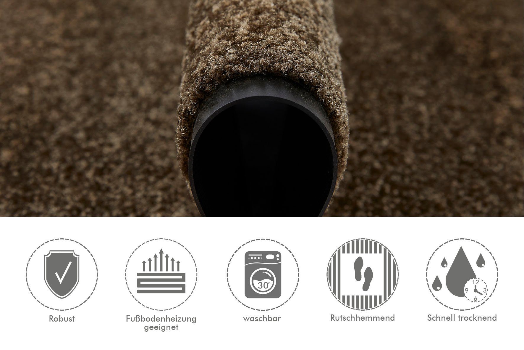 Andiamo Mat Super Wash & Clean, Made in Belgium Vuilopvangmat, uni kleuren, antislip, wasbaar