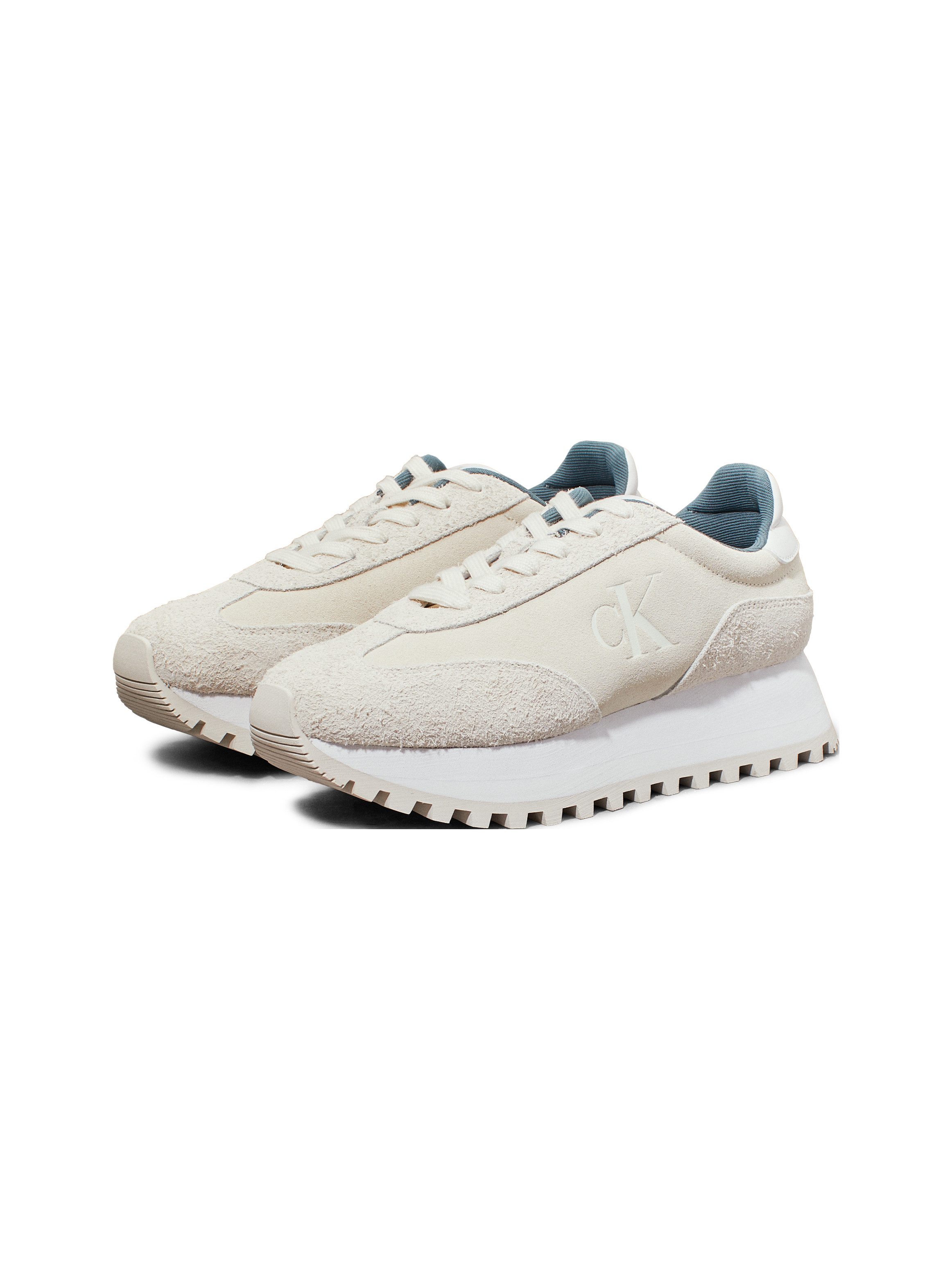Calvin Klein Plateausneakers RUNNER LACEUP ML SUEDE , vrijetijdsschoen, veterschoen, lage schoen met zij ck-logo dames lage sneakers maat 40 EU beige