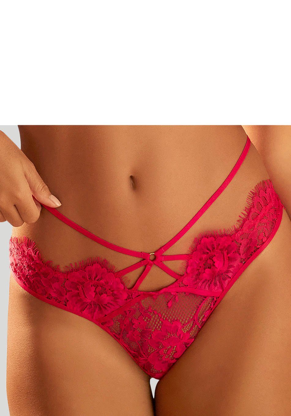 Lascana String in opwindende bandjes-look dames strings maat 48/50 roze