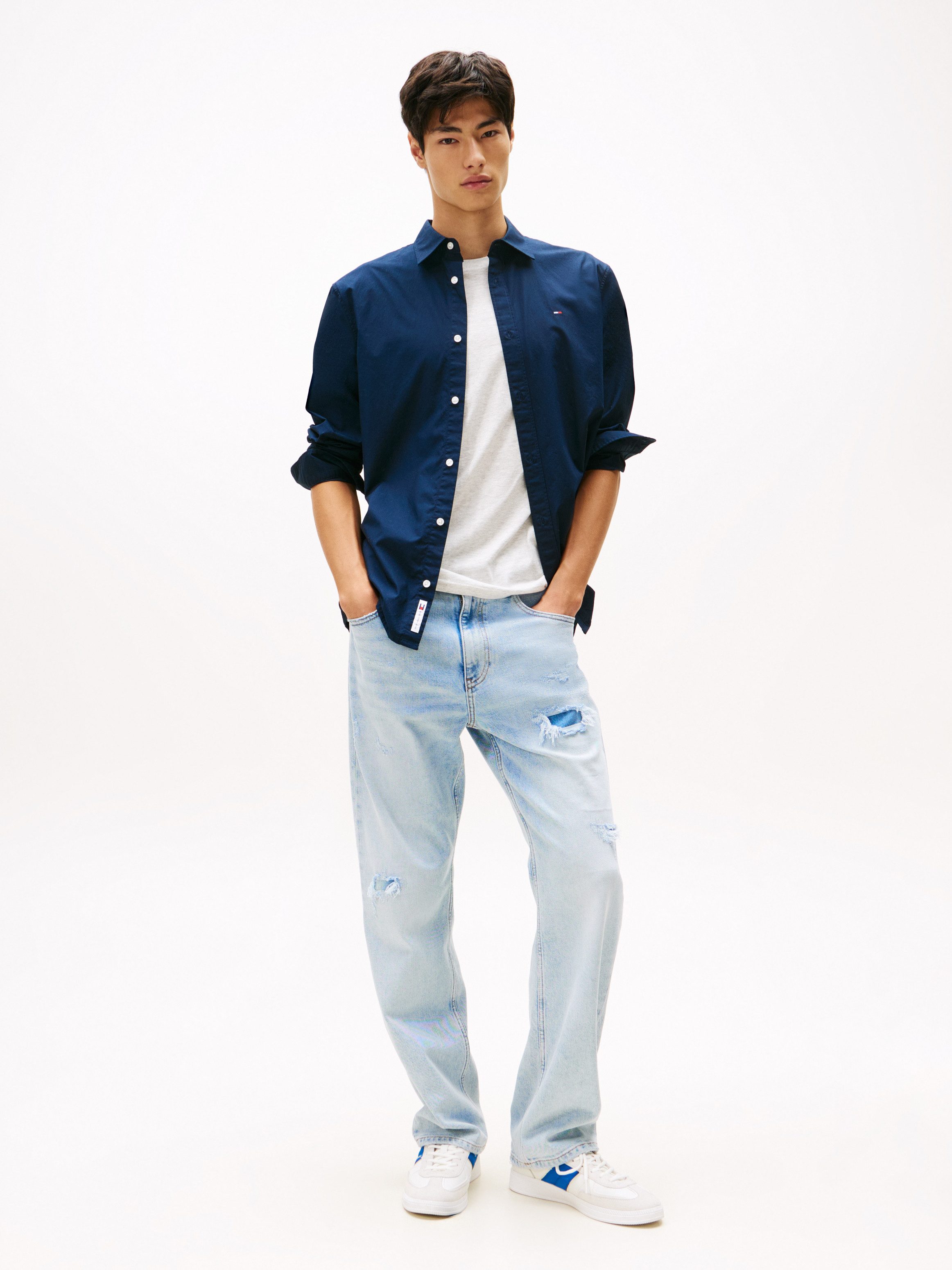 TOMMY JEANS Overhemd met lange mouwen TJM POPLIN Regular fit, Kentkraag