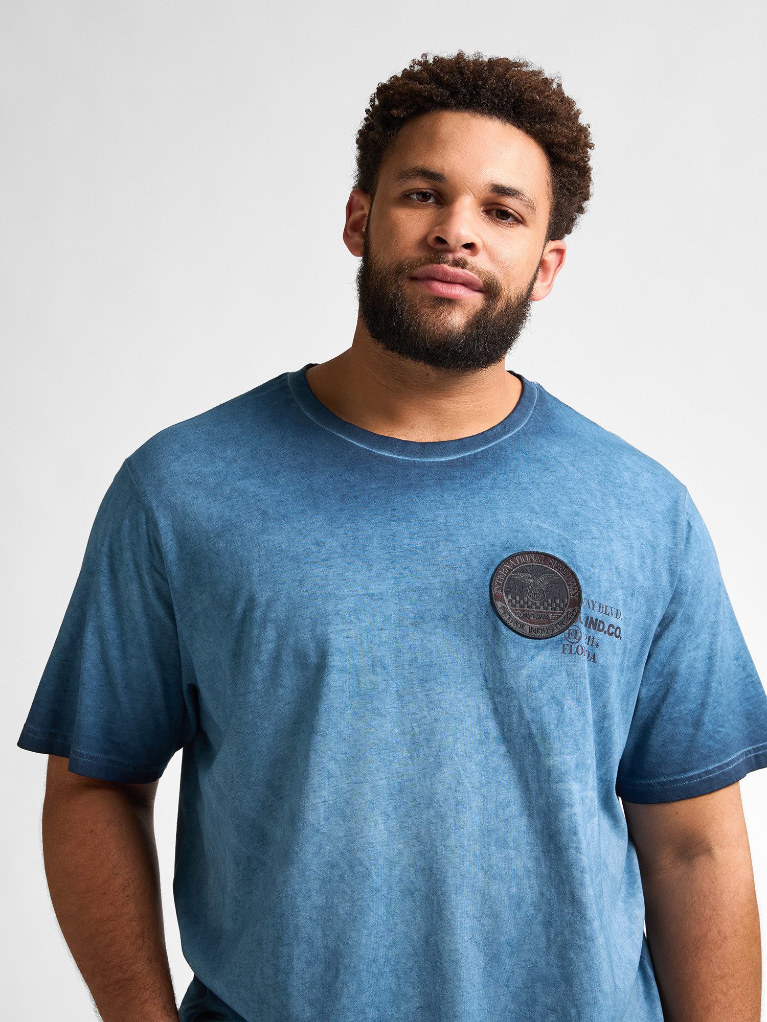 Petrol Industries Shirt met ronde hals met geborduurd logo