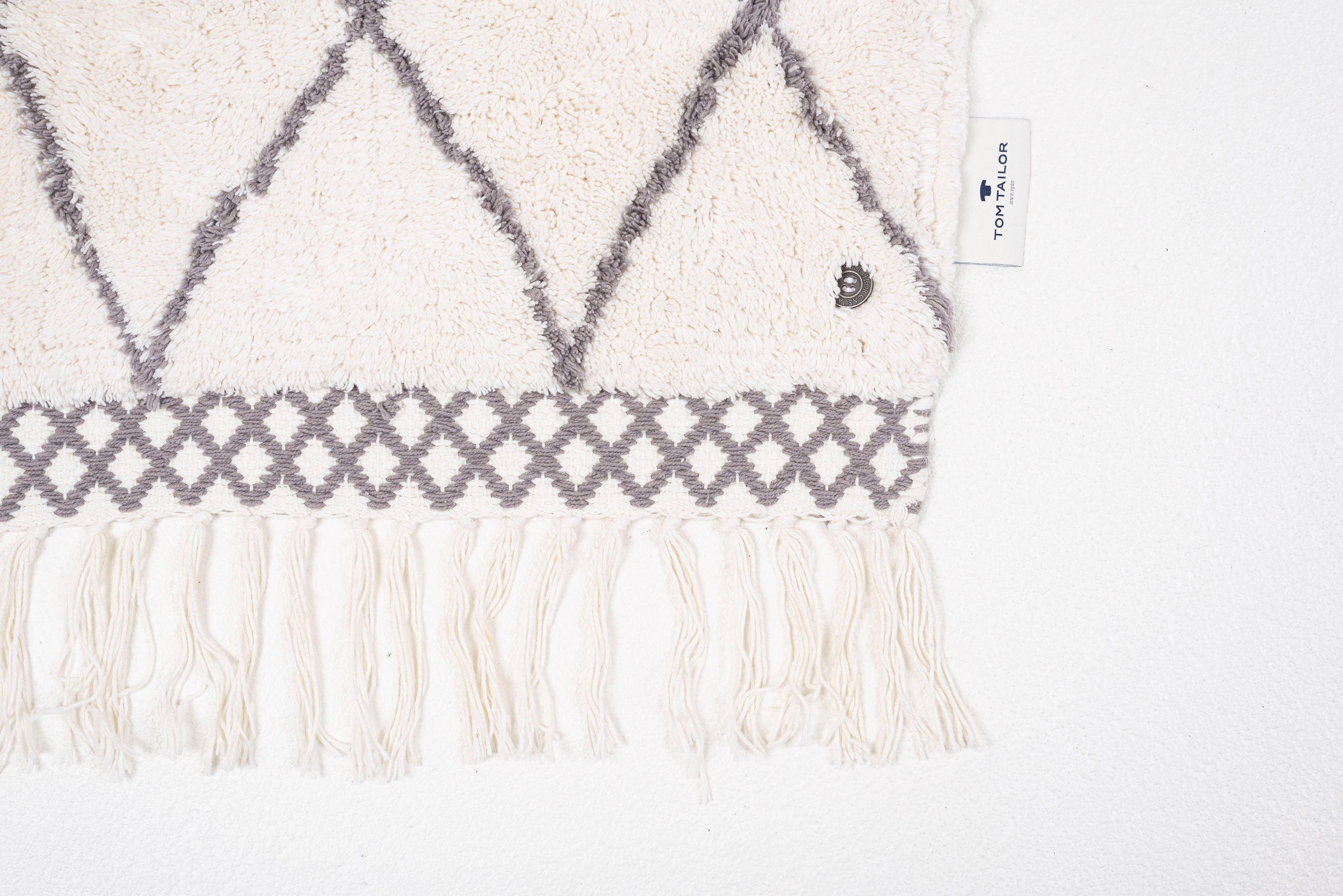 TOM TAILOR HOME Badmat Ethno Bath Badmat, Berber-look, ruitpatroon, met franjes, 100% katoen (1 stuk)