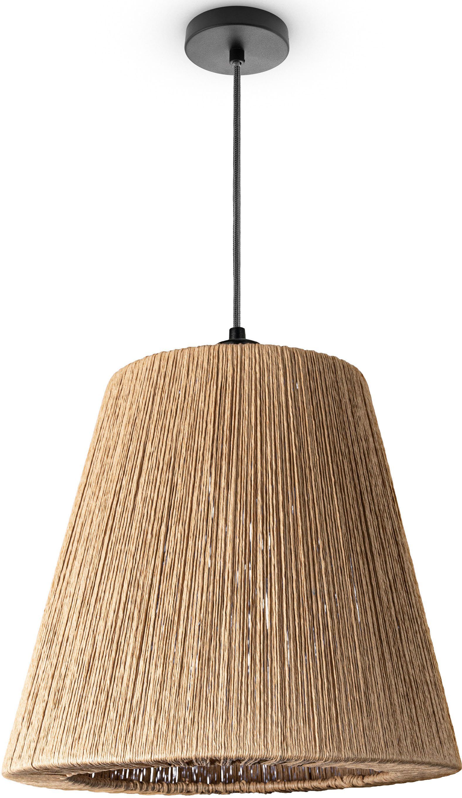 Paco Home Hanglamp VORGU E27 hanglamp papier Boho Rattan look natuur plafondlamp vintage