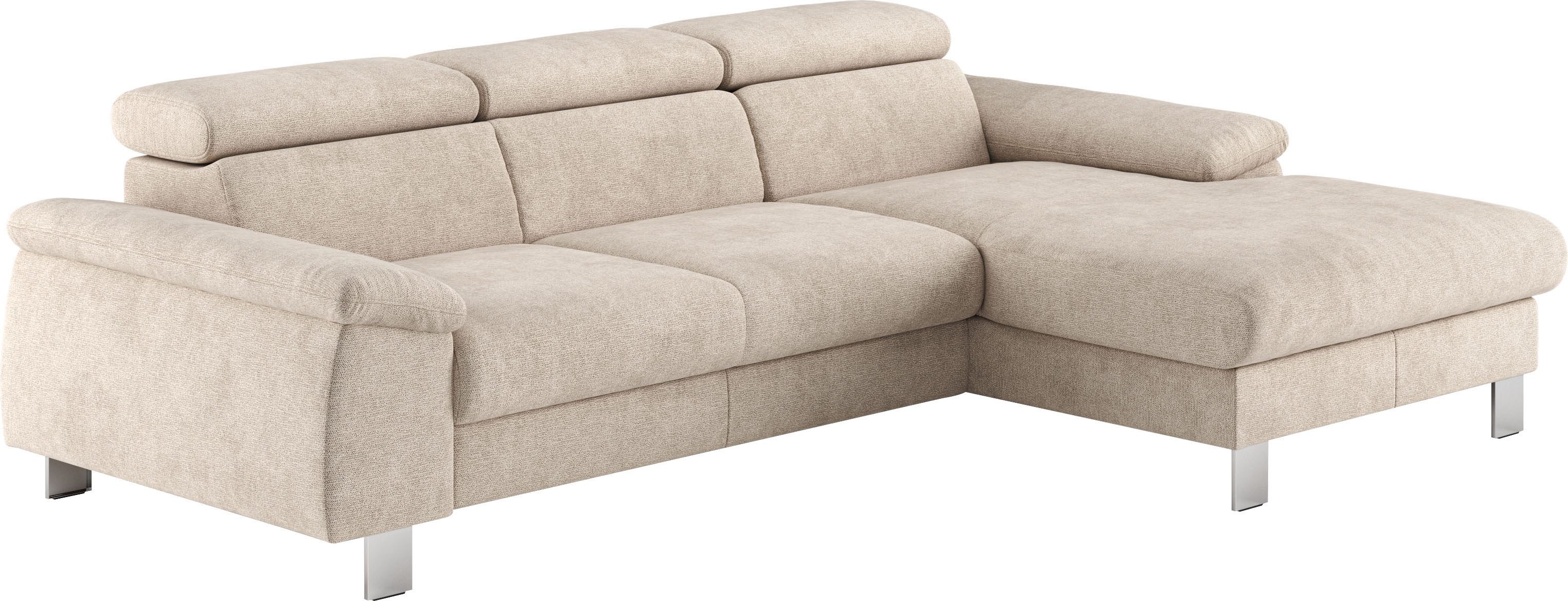 COTTA Hoekbank Komaris L-vorm met hoofdeindeverstelling keuze met bedfunctie, bedlade & verlichting