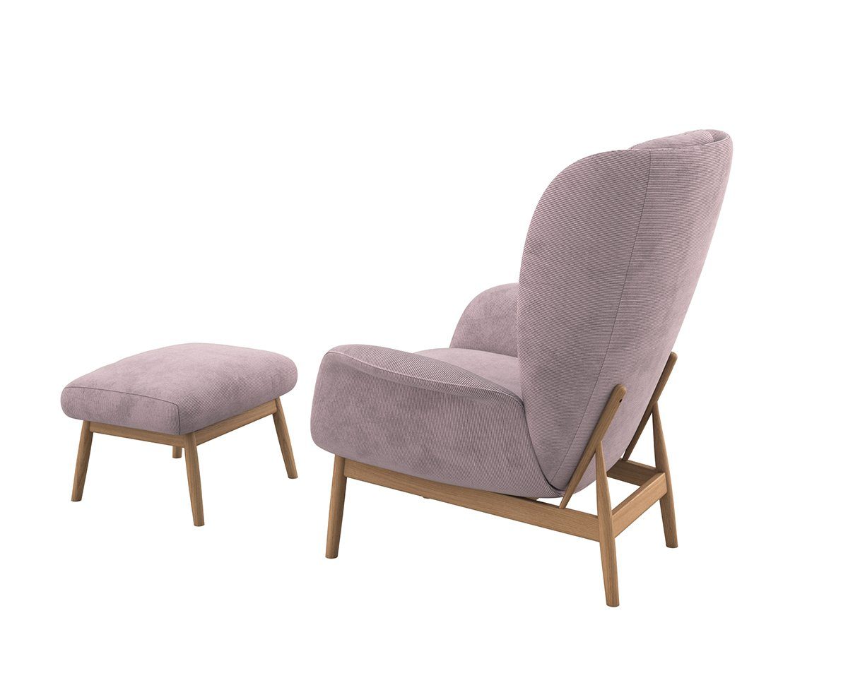FLEXLUX Oorfauteuil Padova Stijl & comfort, organische vorm, geïntegreerde lendesteun, eikenhouten voet