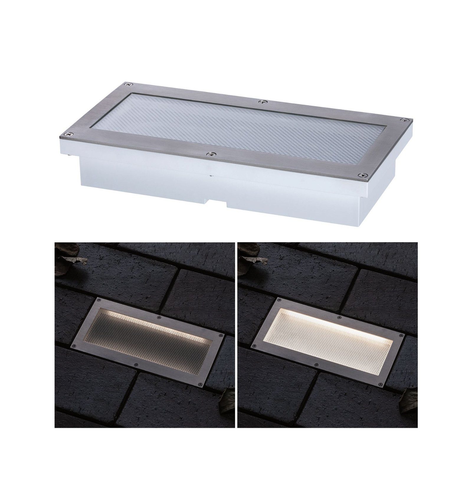 Paulmann Ledinbouwlamp Brick IP67 200x100mm 3000K 1,6W 50lm 230V alu, grijs metaal, roestvrij staal (1 stuk)