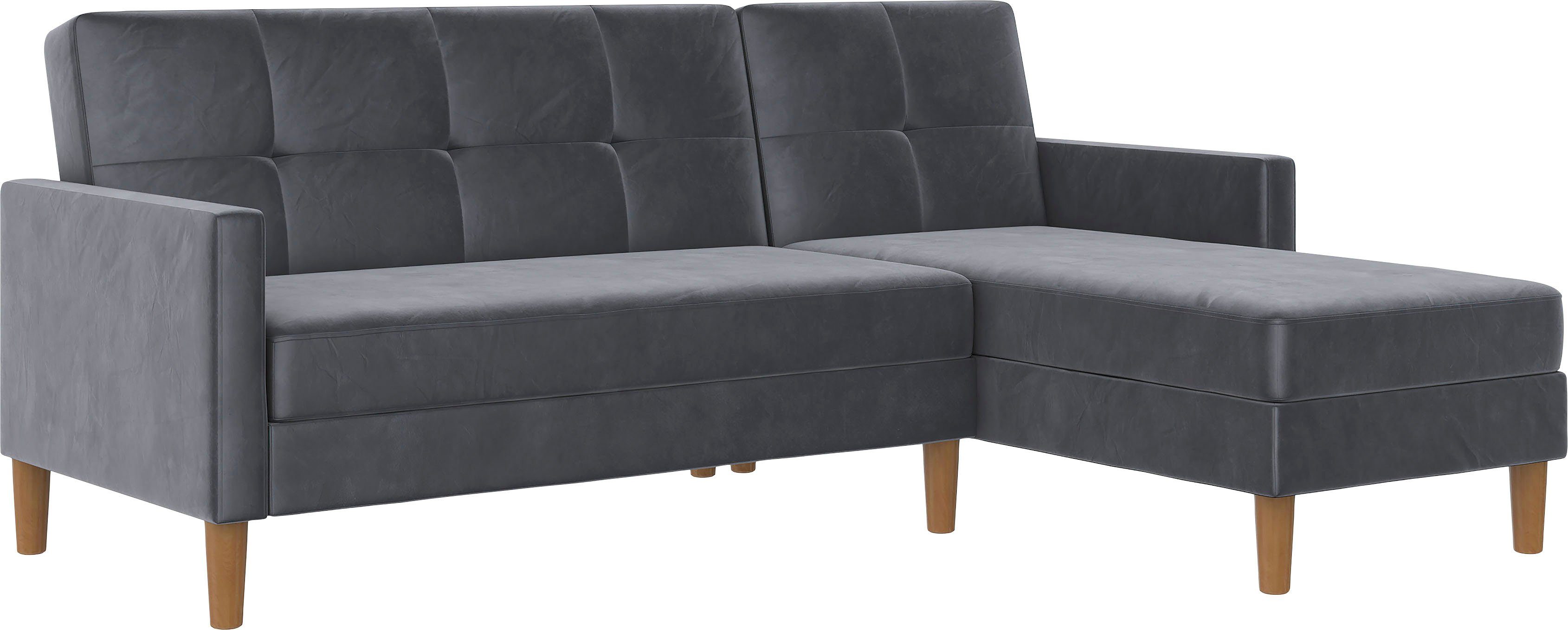 Dorel Home Hoekbank Lilly, L-vorm met bedfunctie, récamier aan beide kanten te monteren, zithoogte 43 cm