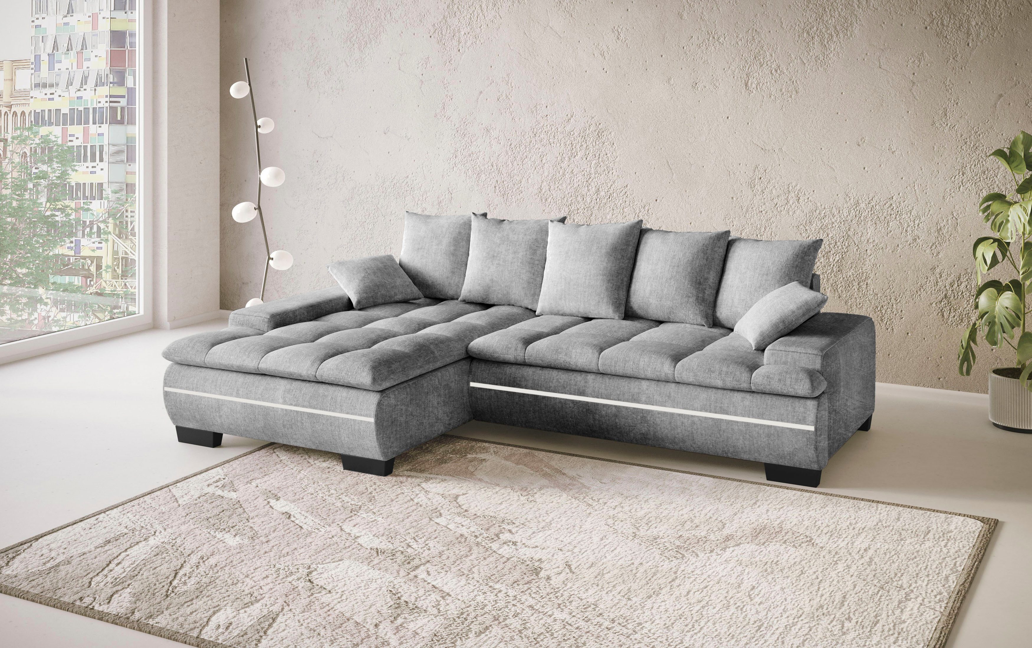 Mr. Couch Hoekbank Haiti II, L-vorm RGB-LED verlichting, optioneel met koudschuim, bed, bedlade