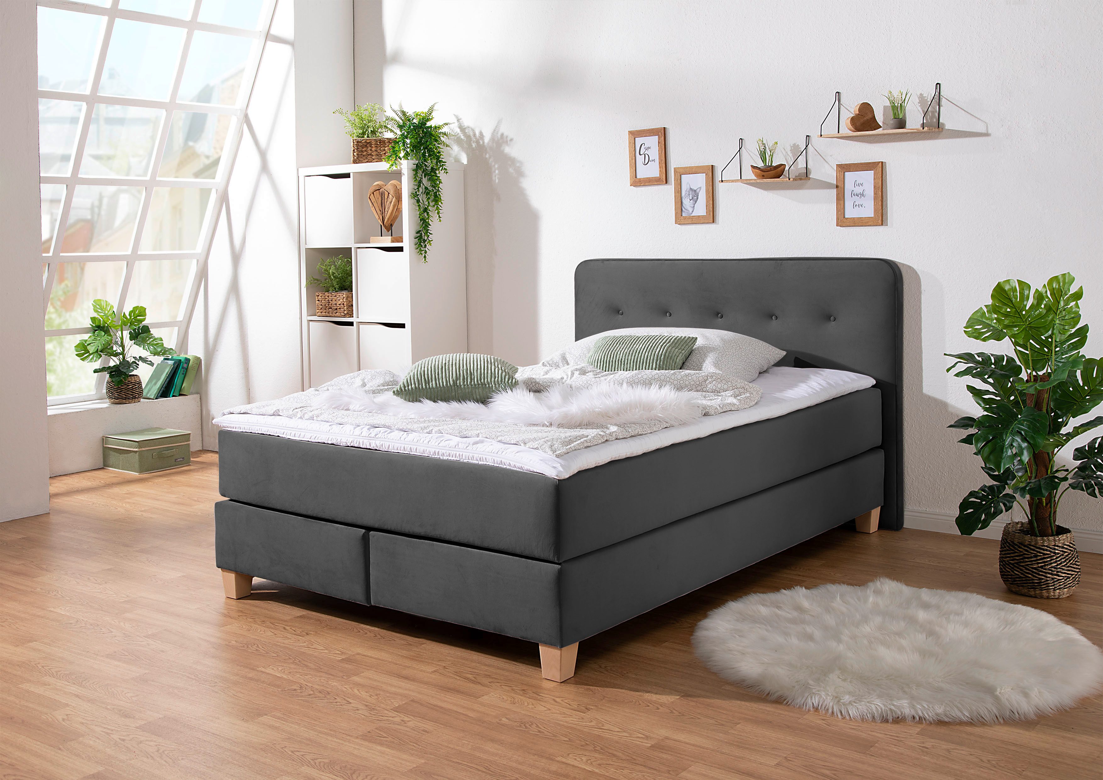 Home affaire Boxspring Fargo in extra lang 220 cm, met topmatras, 3 uitvoeringen, 4, breedten