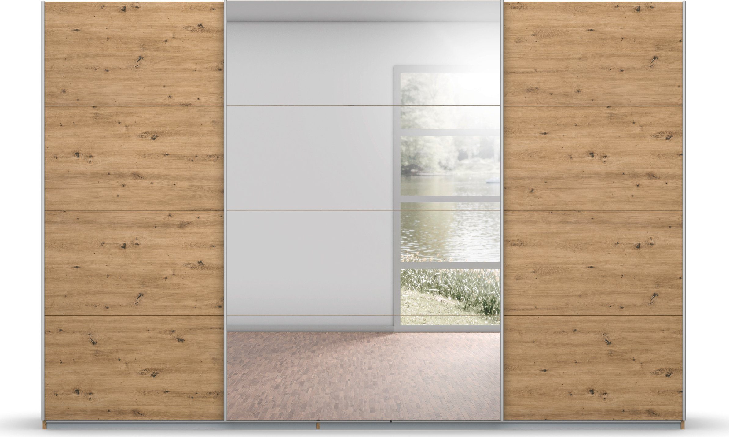rauch Zweefdeurkast Kledingkast kast garderobe BESTSELLER KOLUNA met spiegel inclusief 2 binnenladen en extra legplanken made in germany