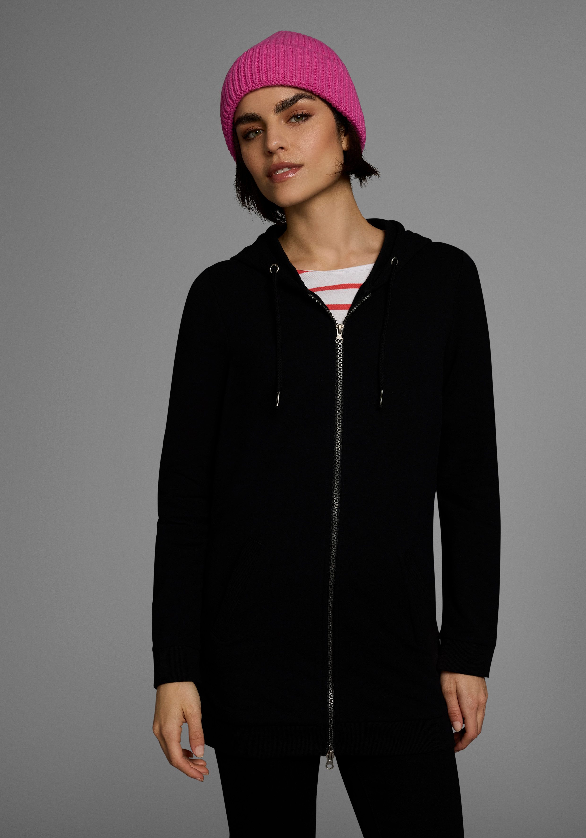Flashlights Sweatvest in een lang model met een rits