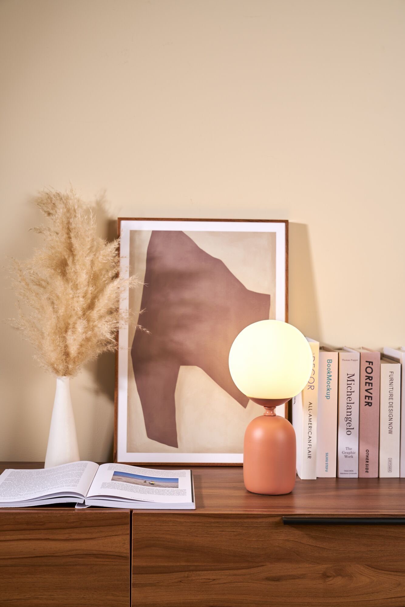 Pauleen Tafellamp Glowing Charm max 20W roestig rood/wit keramiek
