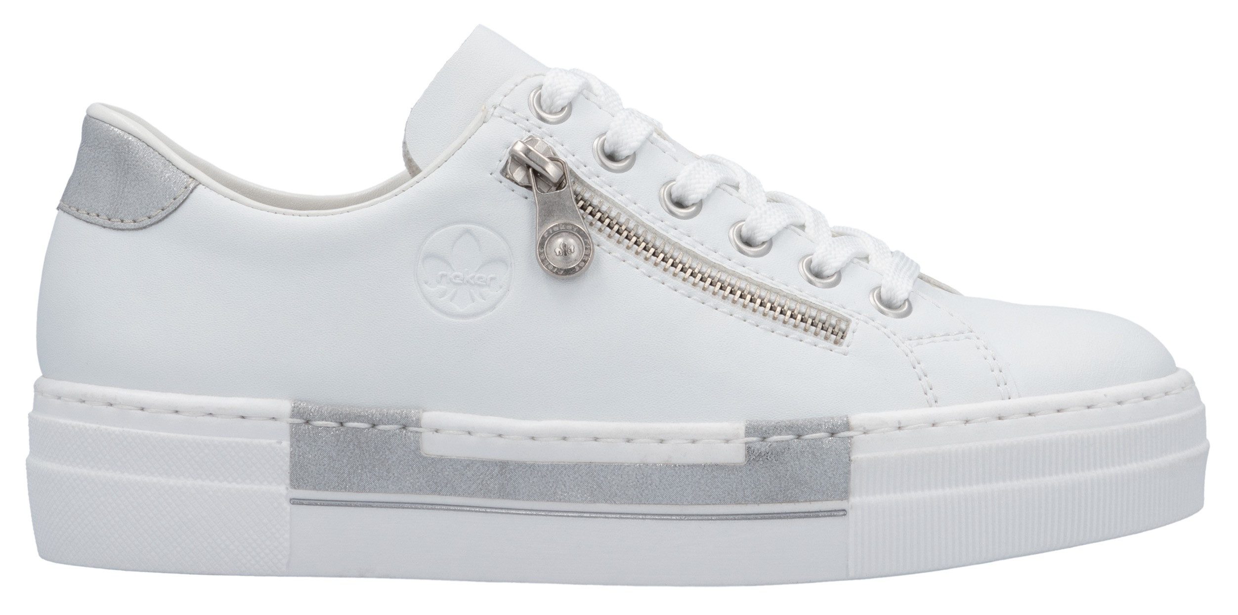 Rieker Plateausneakers met decoratieve rits aan de zijkant, vrijetijdsschoen, lage schoen, veterschoen