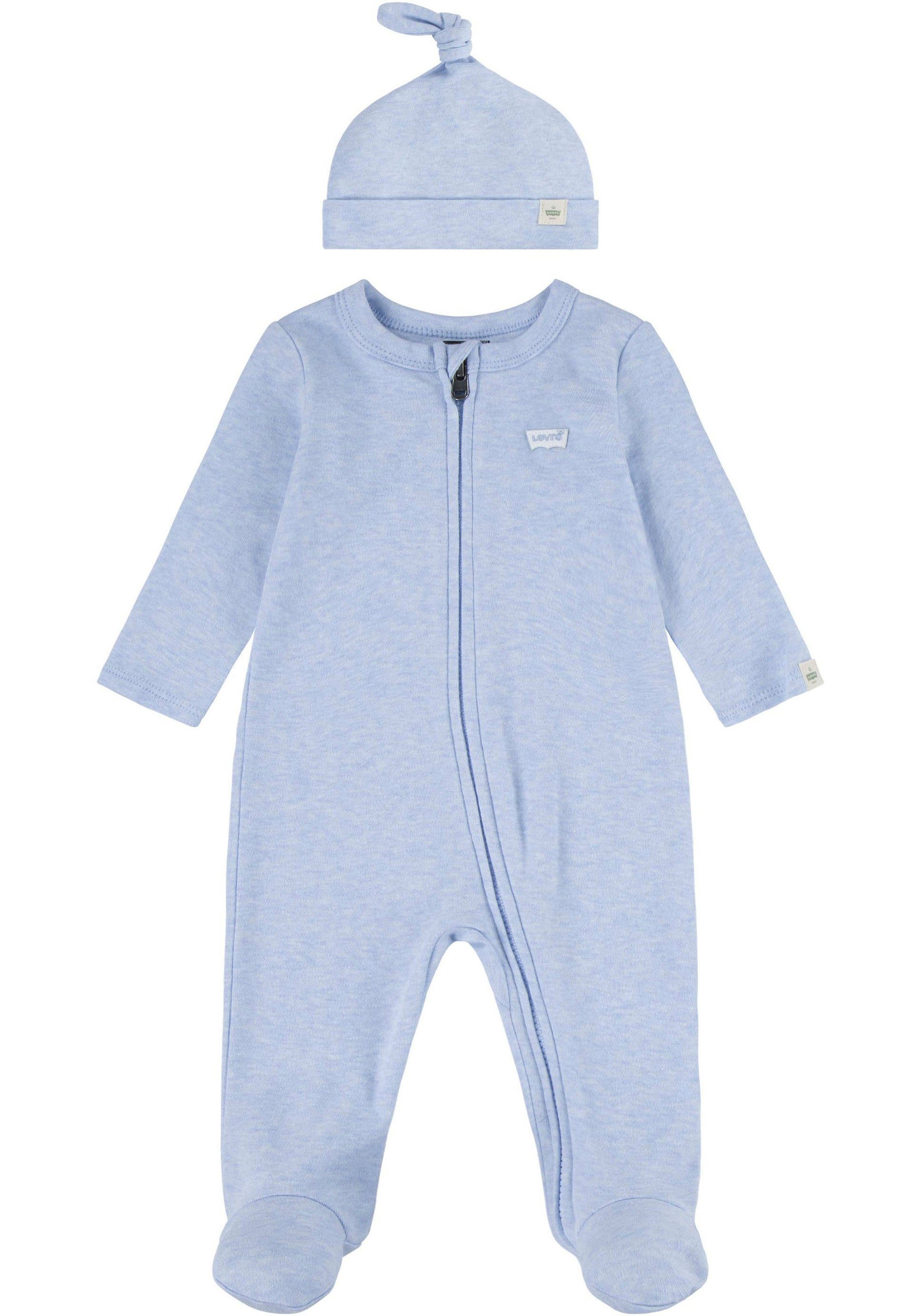 Levi's Kidswear Newborn-cadeauset LVN FOOTED COVERALL & HAT SET (set, 2-delig) kinderen basissets maat 1 (56) blauw