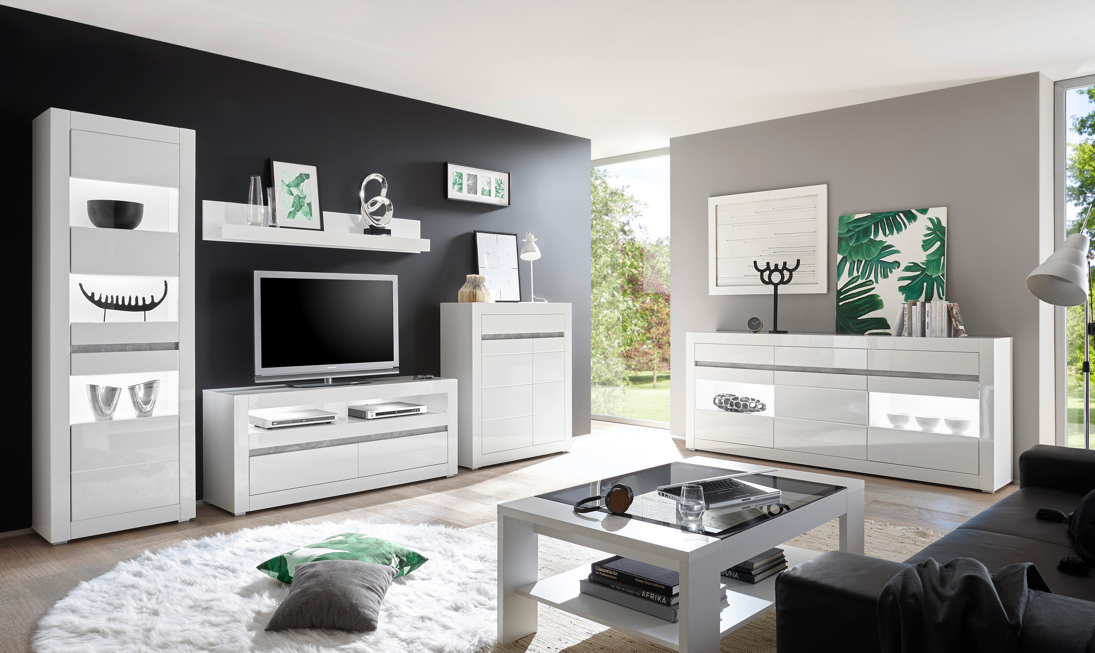INOSIGN Wandmeubel Carat wordt geleverd met twee latten, 1 x grijs, 1 x wit (set, 4-delig)