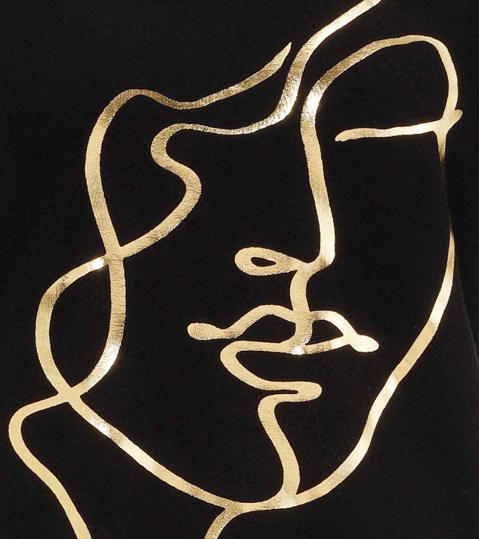 Aniston CASUAL T-shirt met abstract gezicht van glanzende folieprint