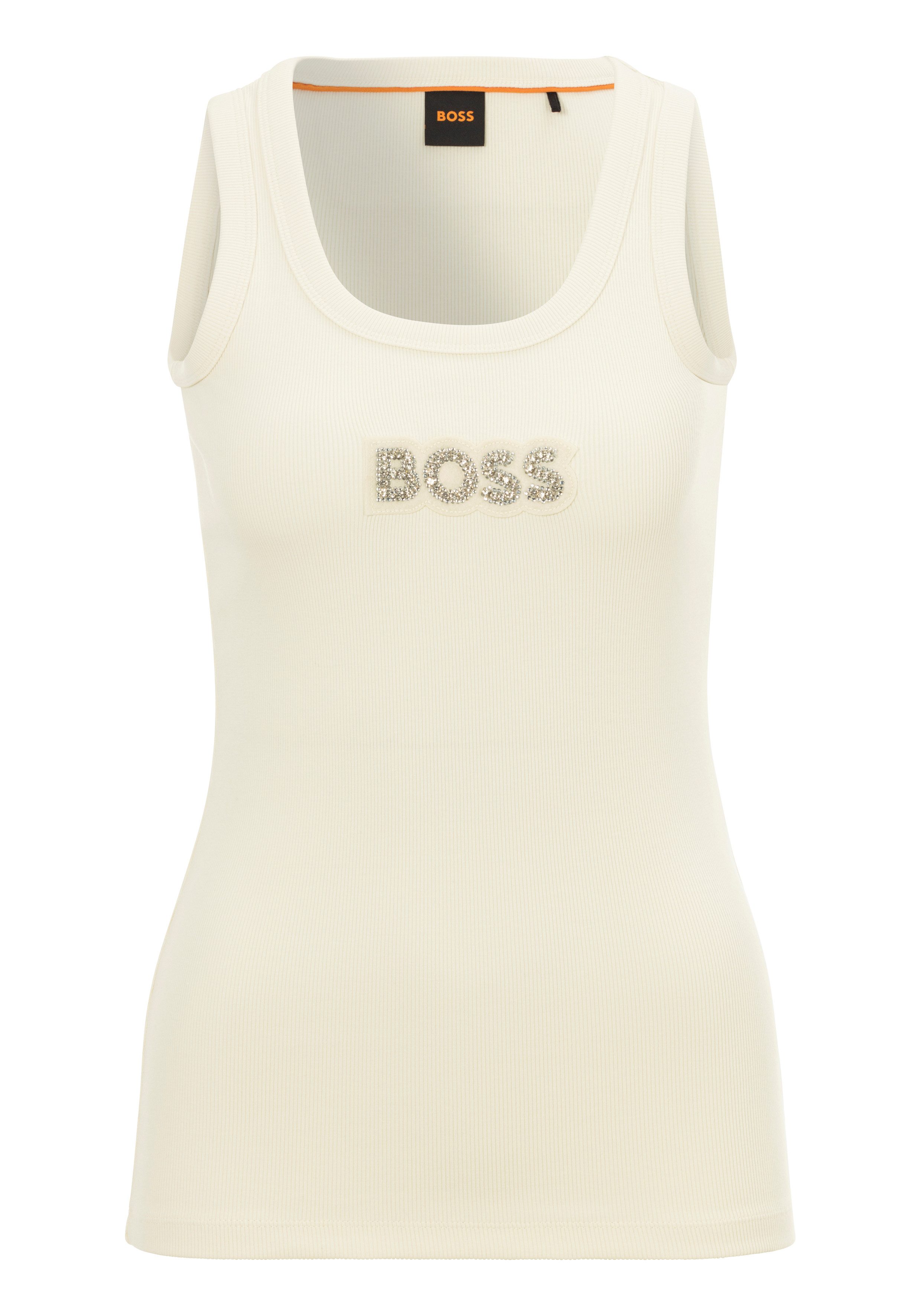 Boss Orange Tanktop C_Ematite_stonebadge met boss-borduursel van glitterstenen