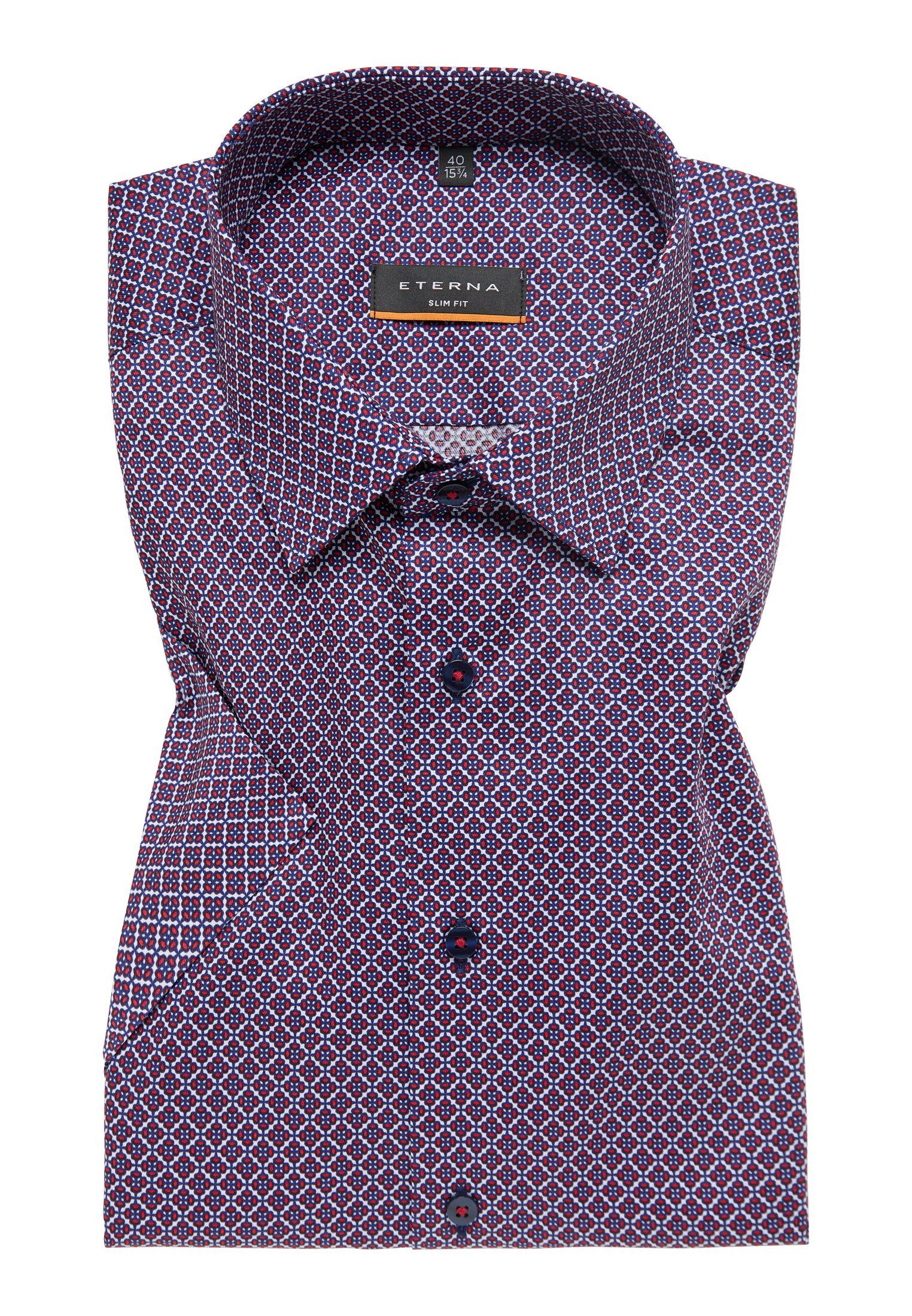 Eterna Overhemd met korte mouwen Slim fit NON IRON (strijkvrij)