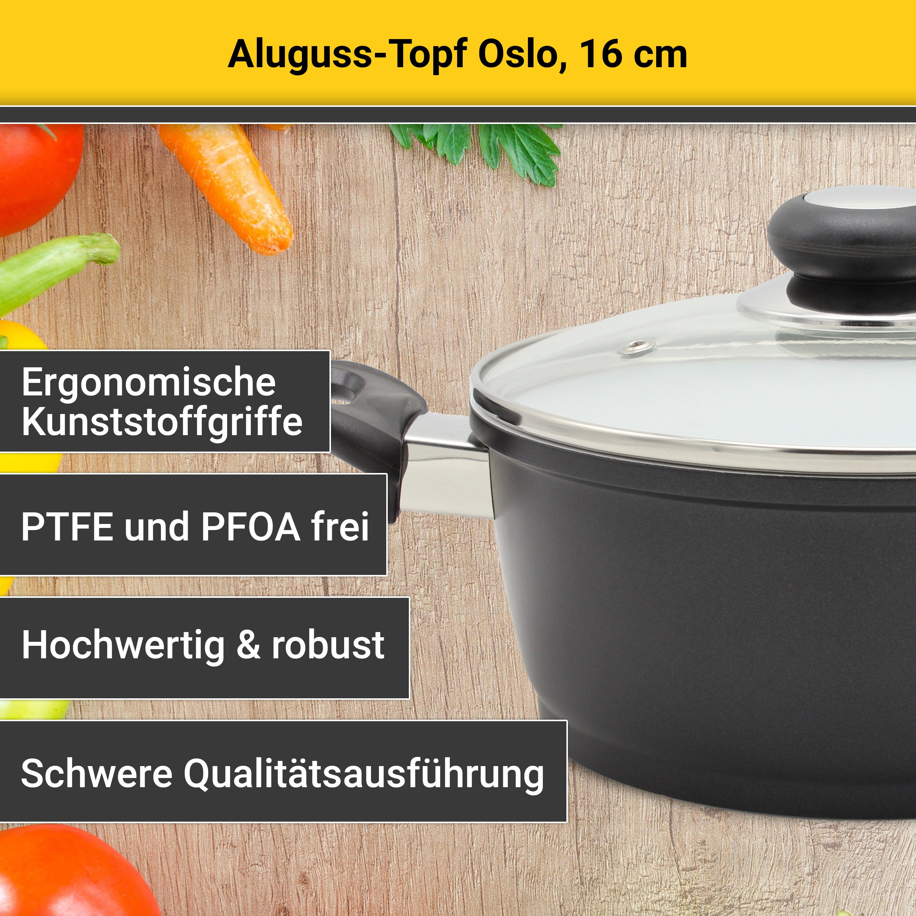 Krüger Braadpan Gietaluminium pot met glazen deksel Oslo (1-delig)