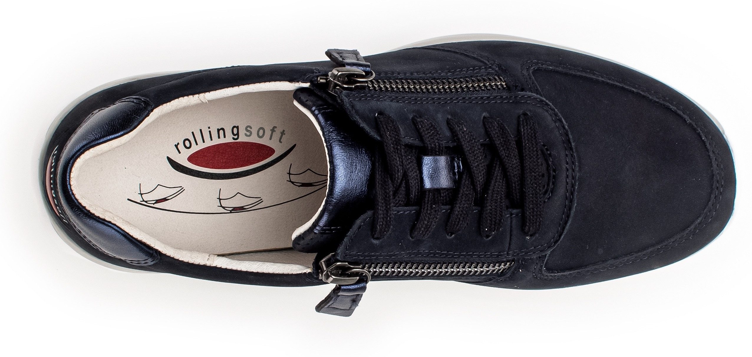 Gabor Rollingsoft Sneakers met sleehak vrijetijdsschoen, lage schoen, veterschoen met optifit verwisselbare inlegzool