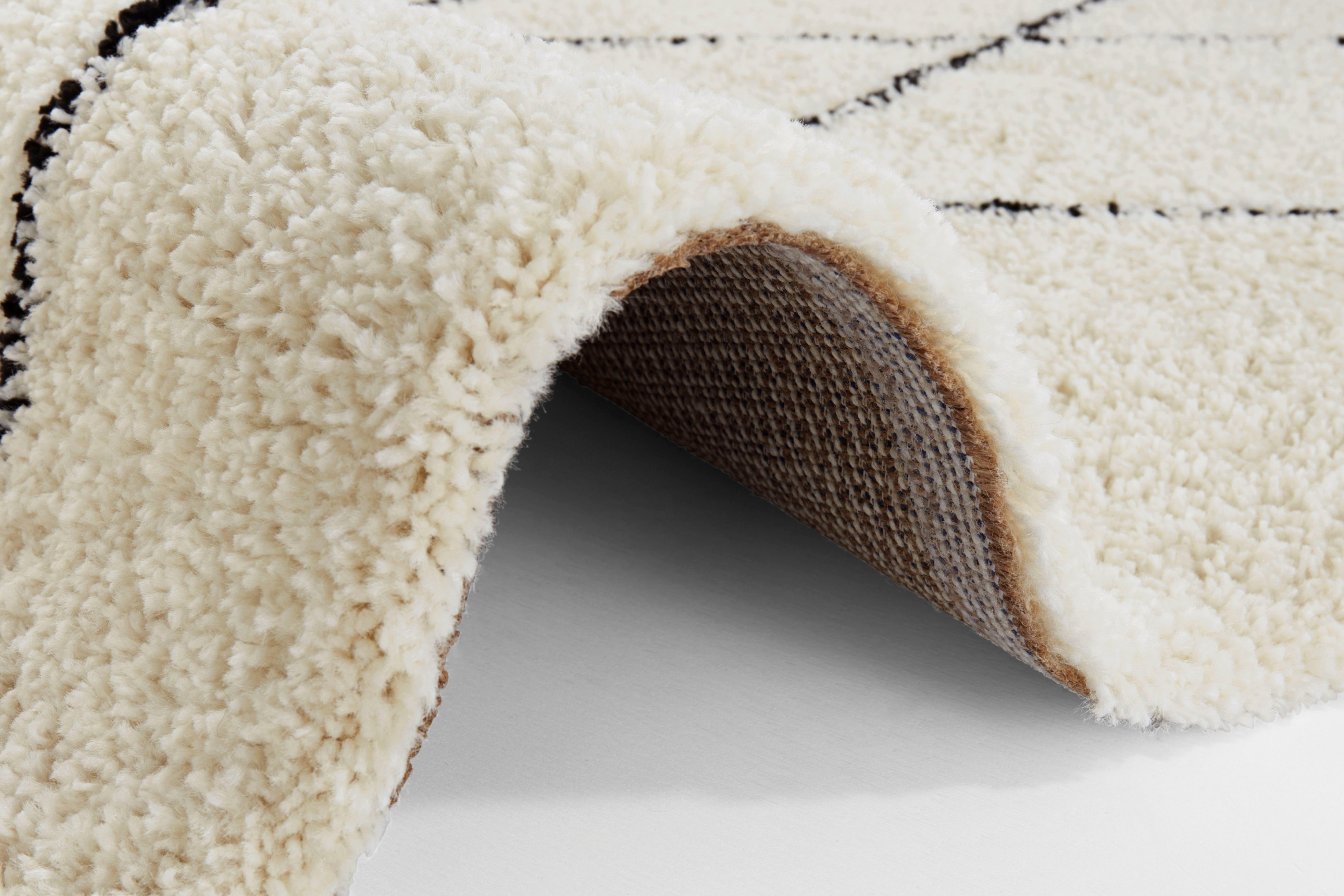 andas Hoogpolig vloerkleed Lene Hoge pool, Scandinavische look, gestreept, slaapkamer, robuust, gemakkelijk in onderhoud