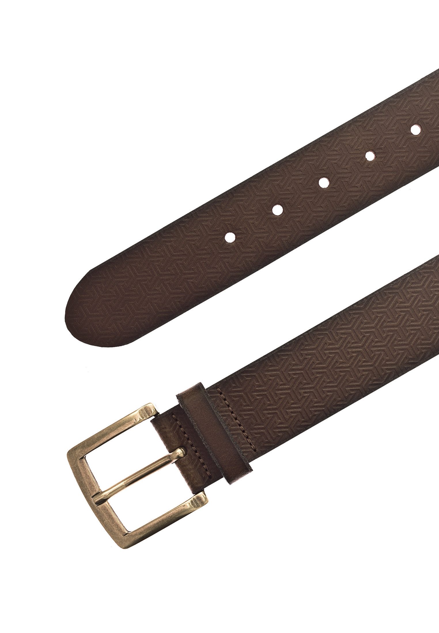 MUSTANG Leren riem met grafische embossing versierd, vintage-look, 4 cm