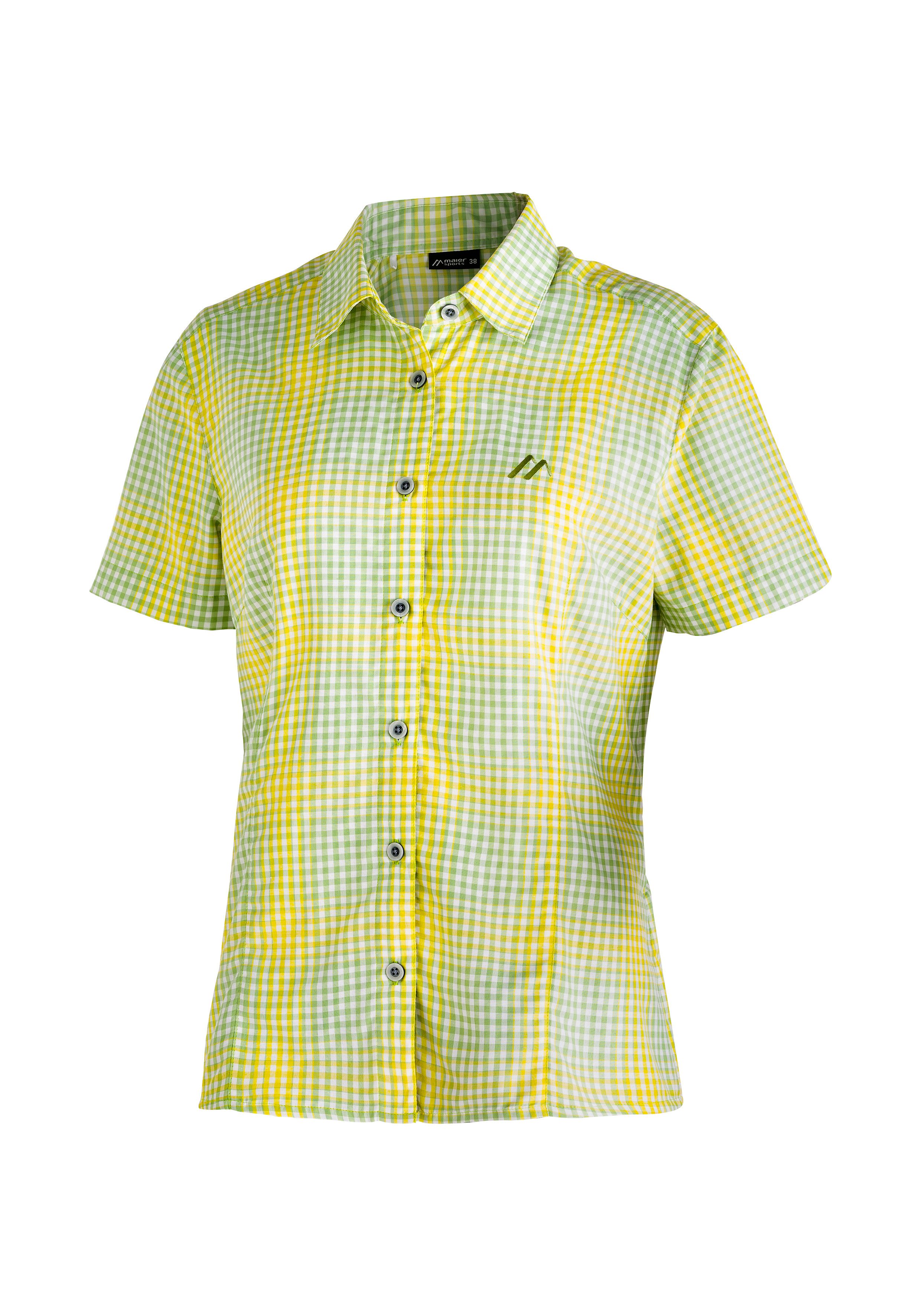 Maier Sports Functionele blouse Philina Geruite blouse met korte mouwen voor wandelen, reizen en vrije tijd