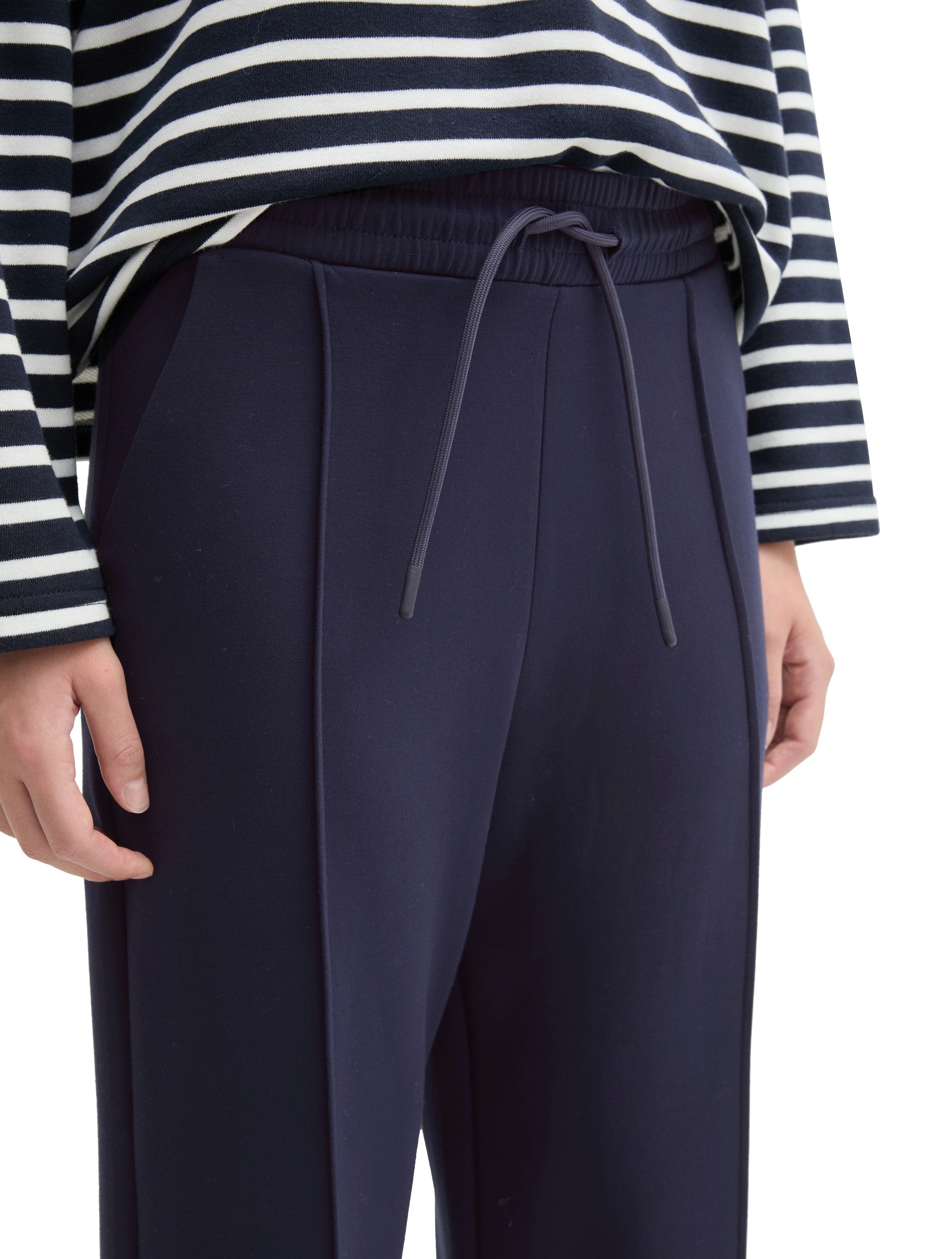 Tom Tailor Denim Stoffen broek met rechte pijp en bindkoord