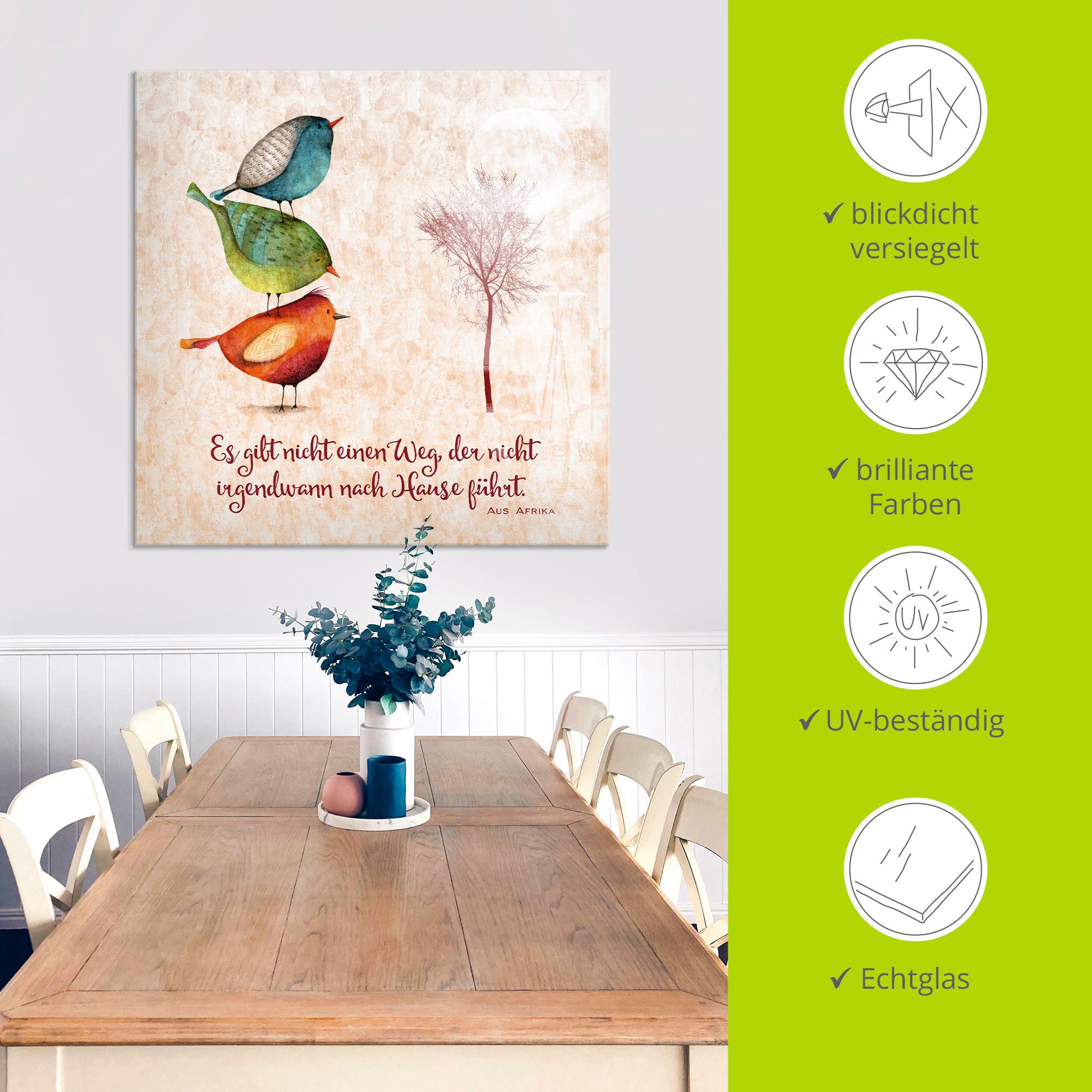 Artland Print op glas Levenswijsheid thuis in verschillende maten