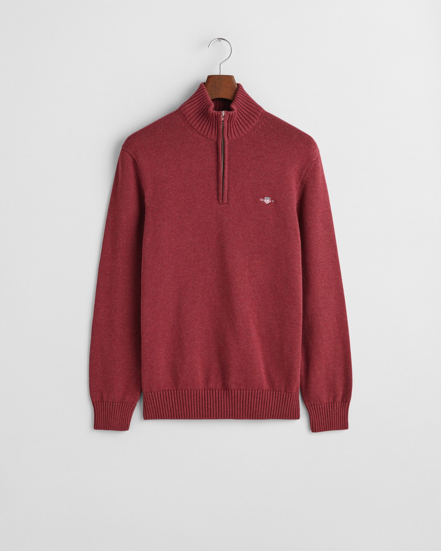 Gant Schipperstrui CASUAL COTTON HALFZIP met geborduurd grafisch logo op de borst