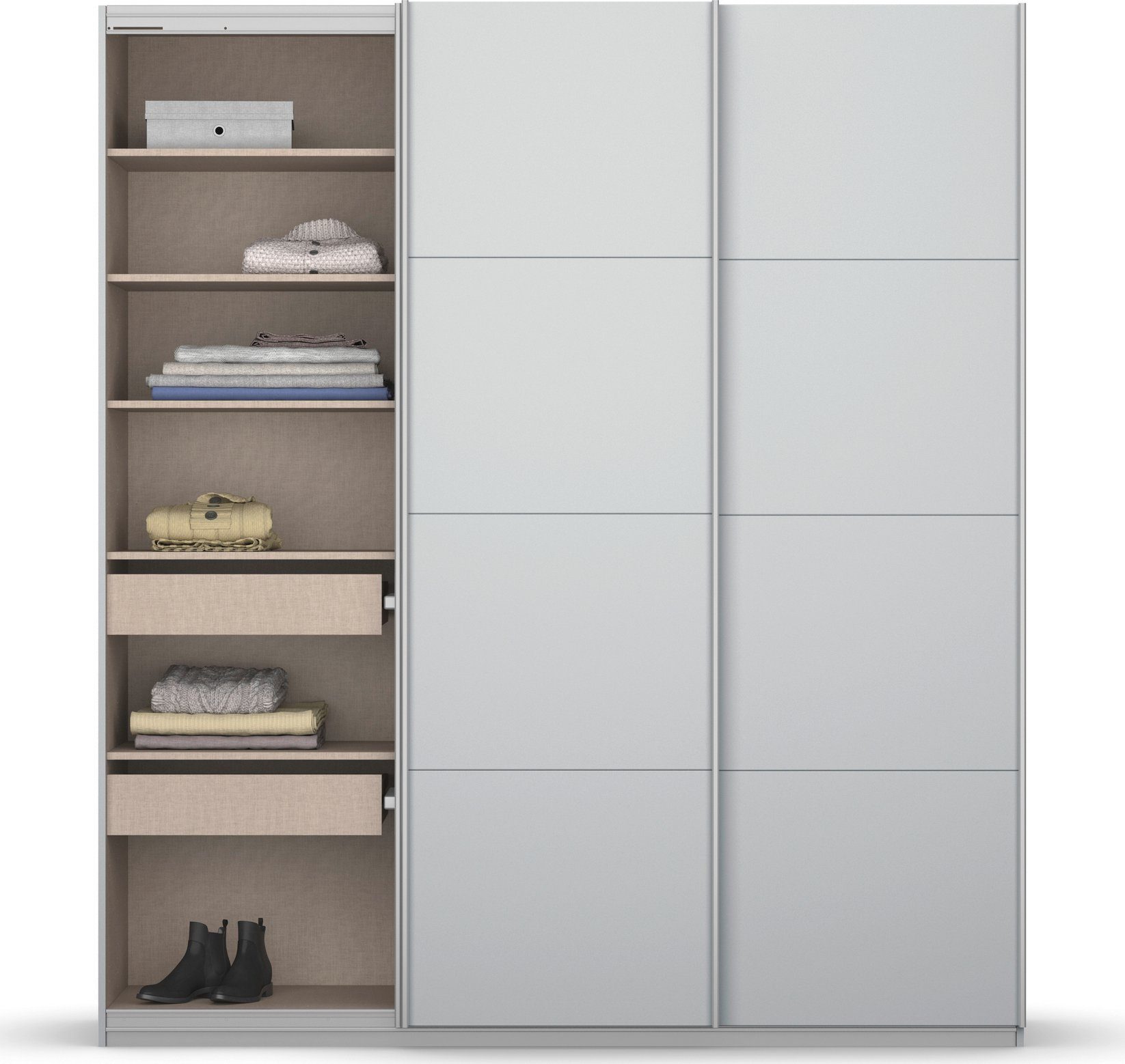 rauch Zweefdeurkast Kledingkast kast garderobe KOLUNA met decor-front inclusief 2 binnenladen en extra legplanken made in germany